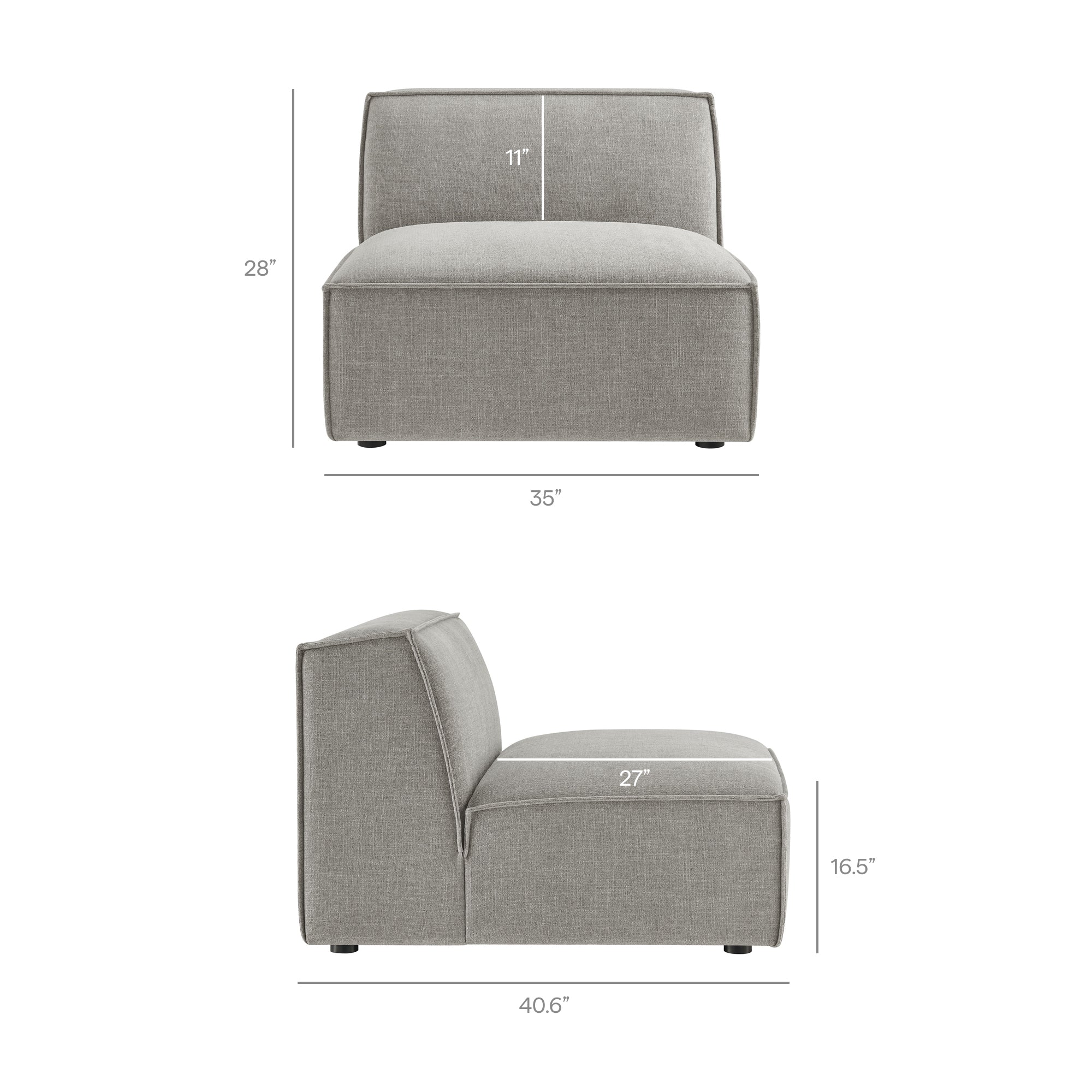 Restore 4-Piece Performance Fabric Upholstered Modular L-Shaped Armless Sectional Sofa
