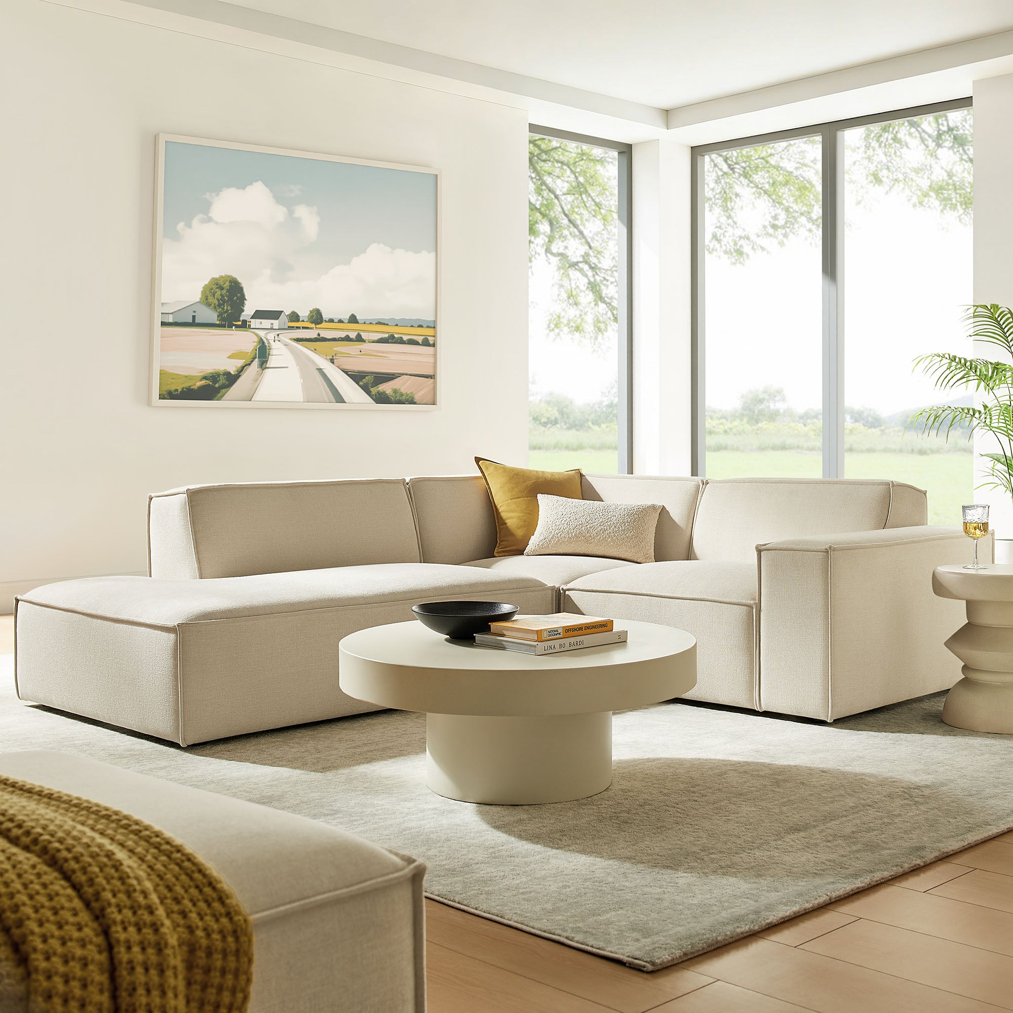 Restore 3-Piece Performance Fabric Upholstered Modular L-Shaped Sectional Sofa