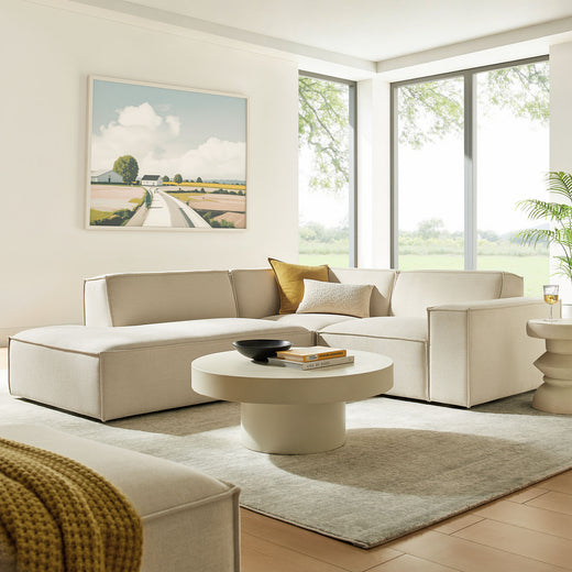Restore 3-Piece Performance Fabric Upholstered Modular L-Shaped Sectional Sofa