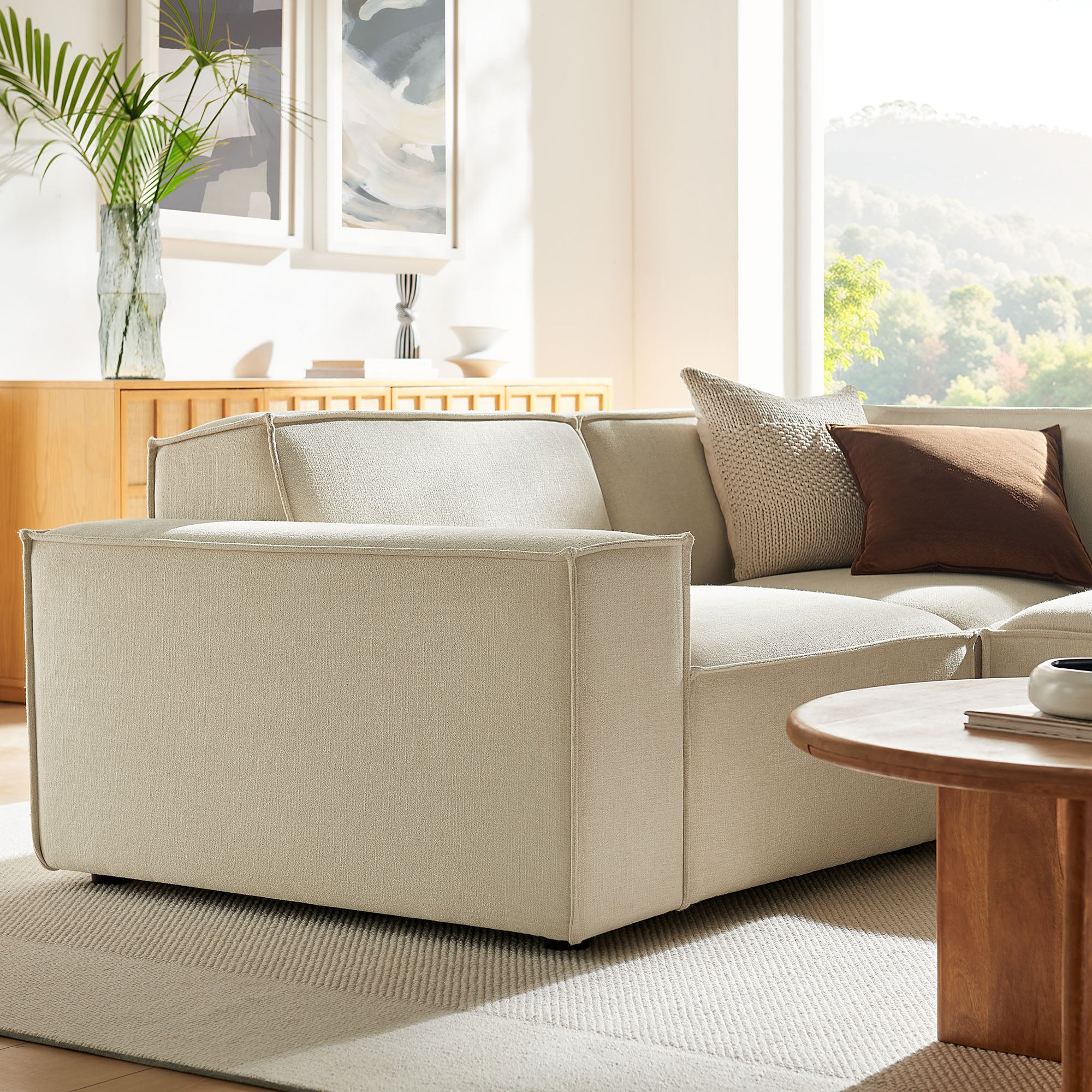 Restore 3-Piece Performance Fabric Upholstered Modular L-Shaped Sectional Sofa