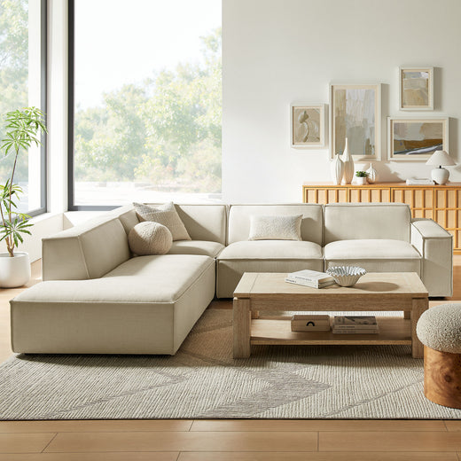 Restore 4-Piece Performance Fabric Upholstered Modular L-Shaped Sofa