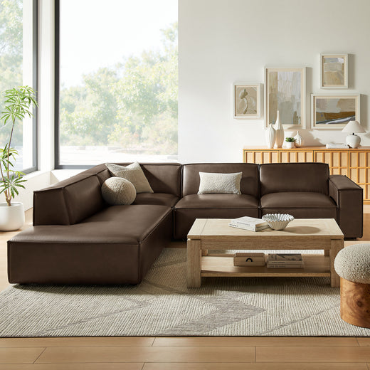 Restore 4-Piece Vegan Leather Modular L-Shaped Sofa
