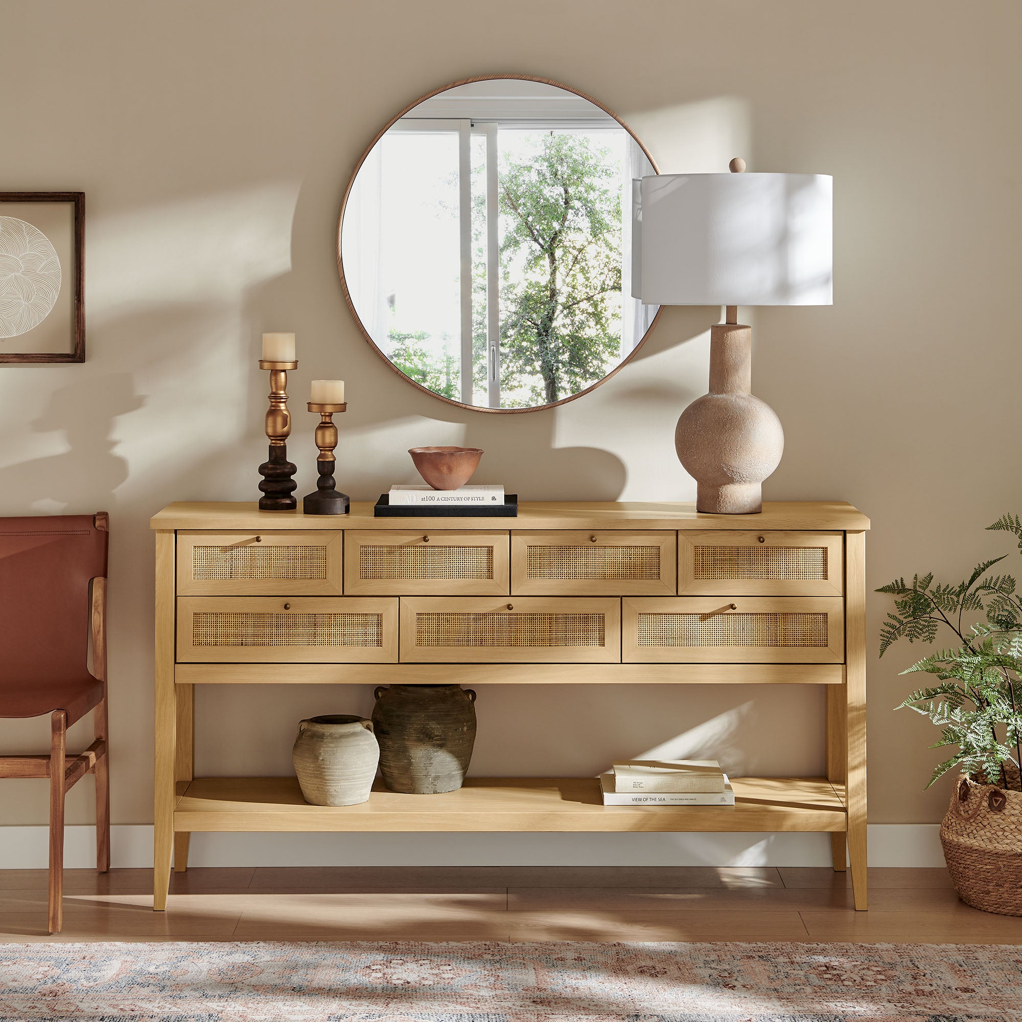 Soma 62 Inch Rattan Console Table | Modway Furniture