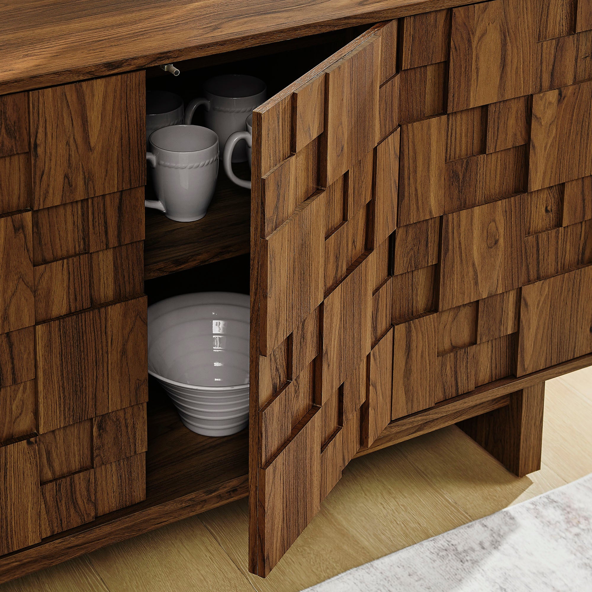 Owen 59 Inch 4 Door Geometric Sideboard