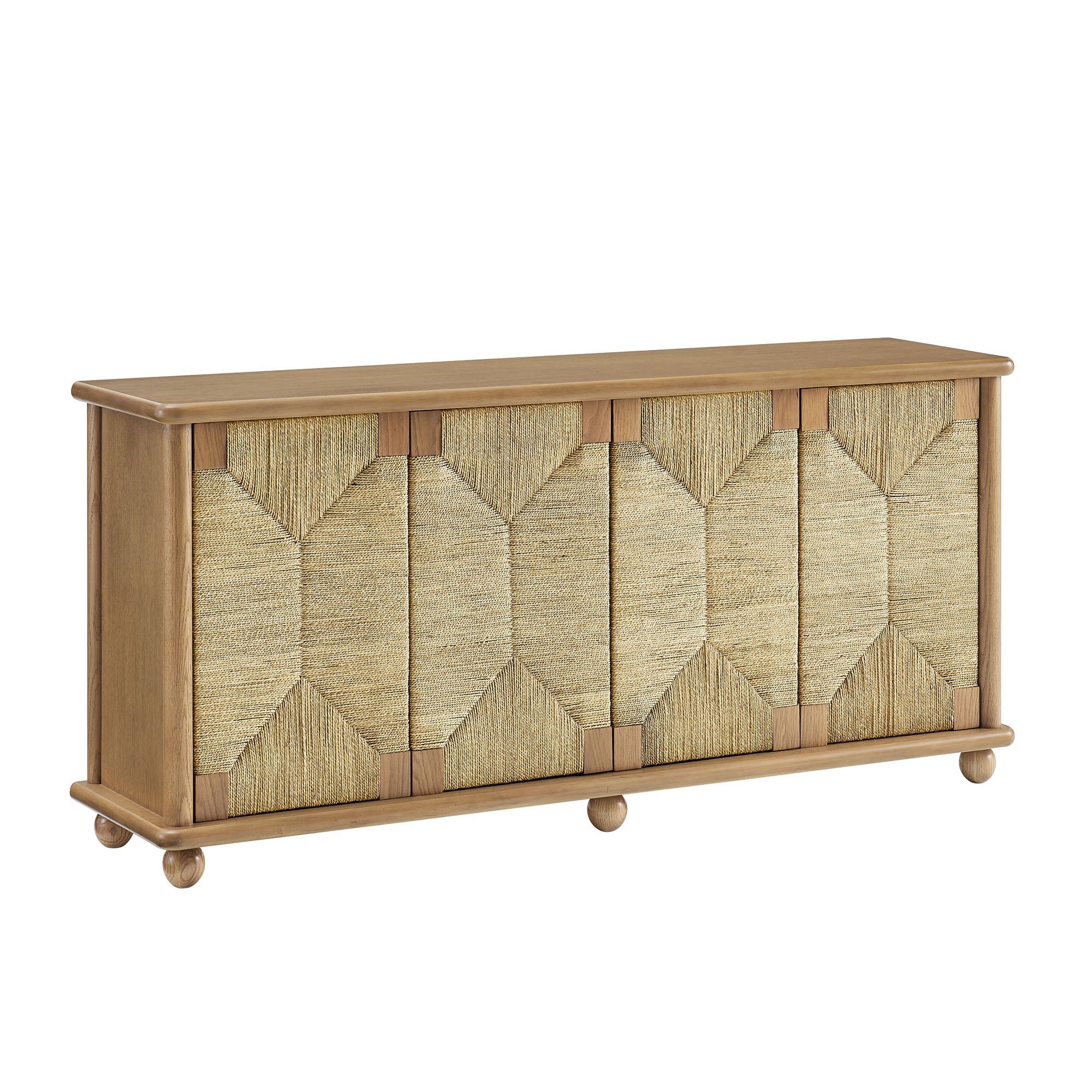 Marola 71 Inch Oak Wood Seagrass Sideboard