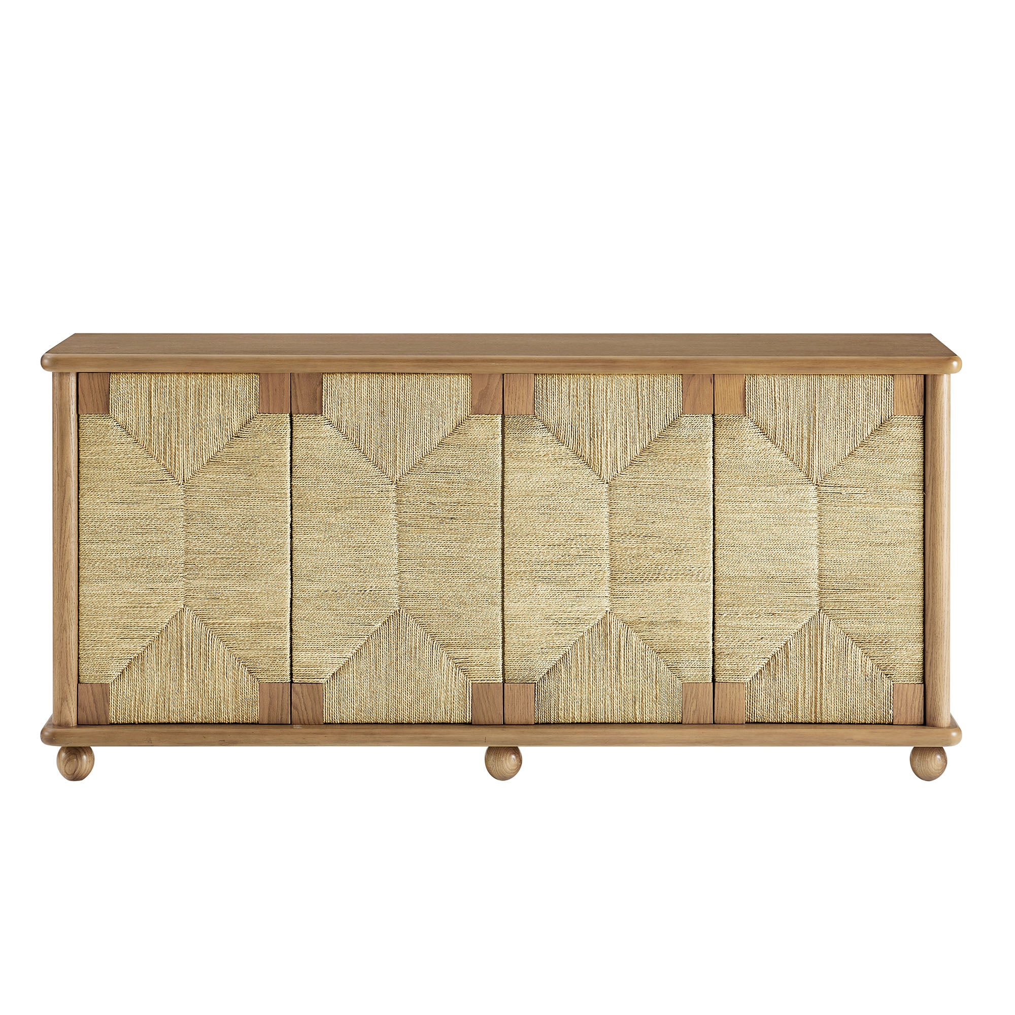 Marola 71 Inch Oak Wood Seagrass Sideboard