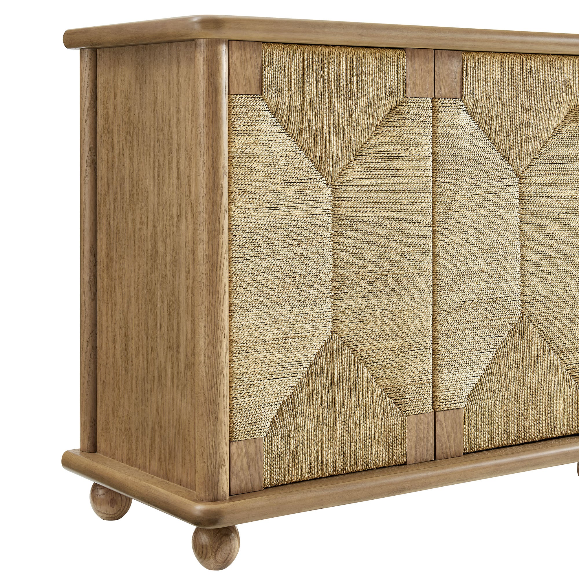 Marola 71 Inch Oak Wood Seagrass Sideboard
