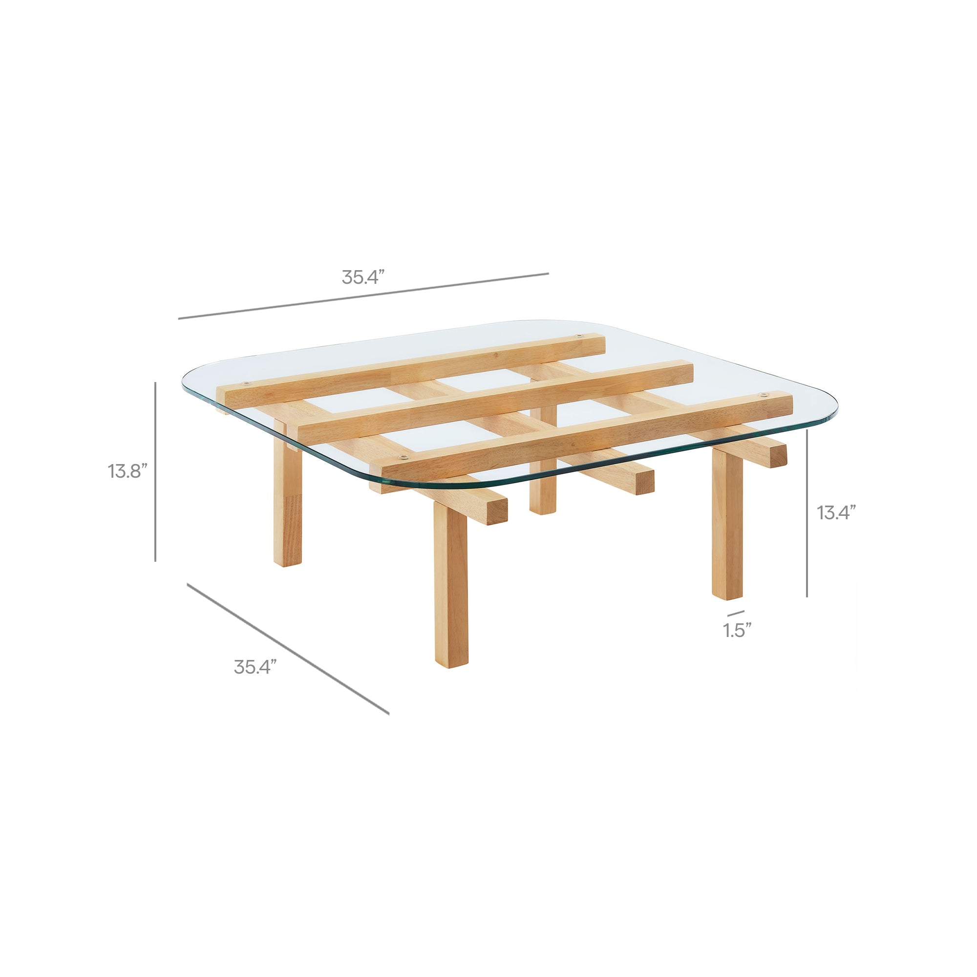 Isby 35 Inch Tempered Glass Coffee Table