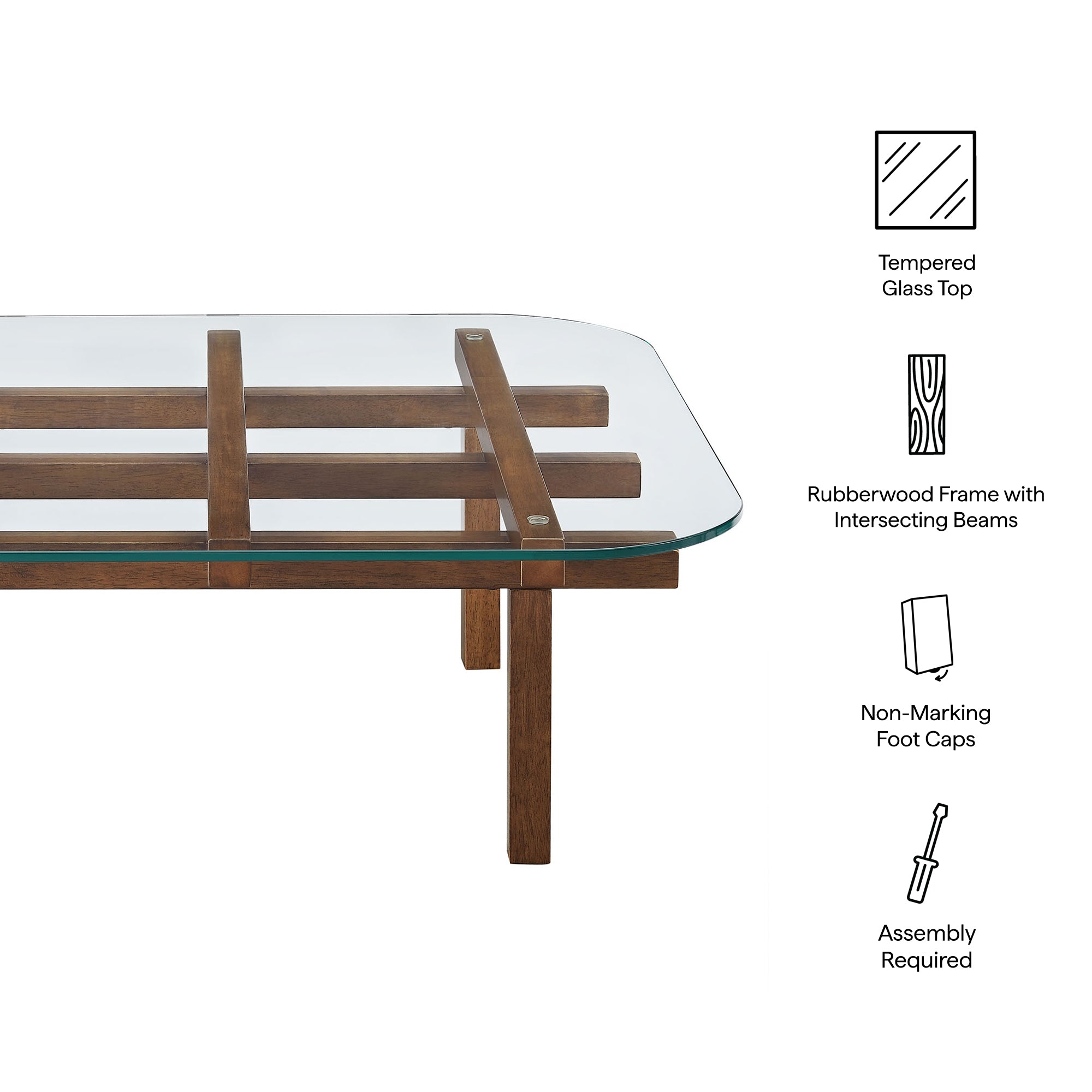 Isby 35 Inch Tempered Glass Coffee Table