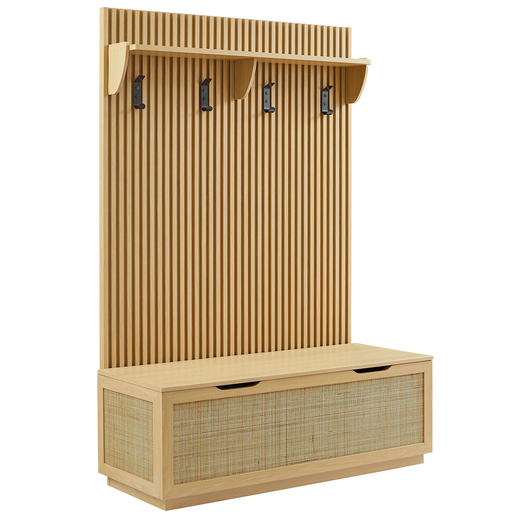 Soma Fluted 3-in-1 Hall Tree With Storage Bench and Coat Rack
