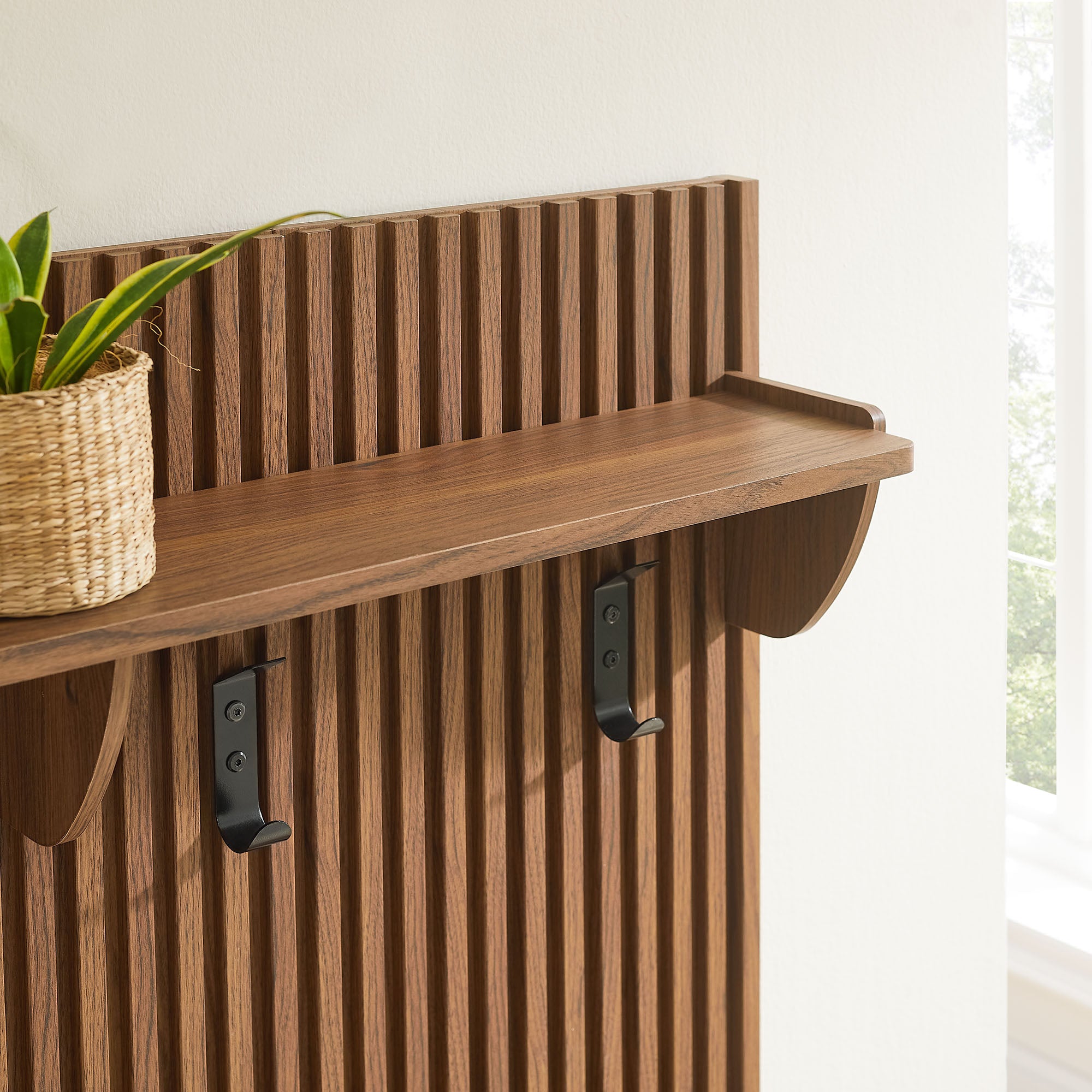 Soma Fluted 3-in-1 Hall Tree With Storage Bench and Coat Rack