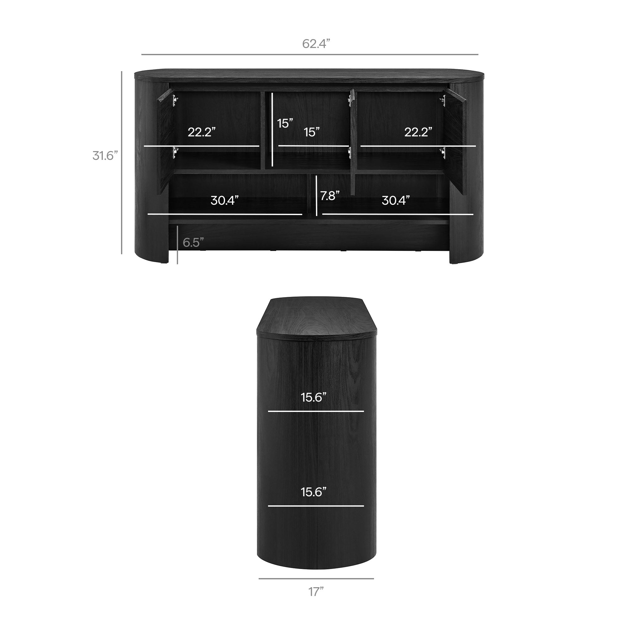 Duval 62 Inch Oval Sideboard