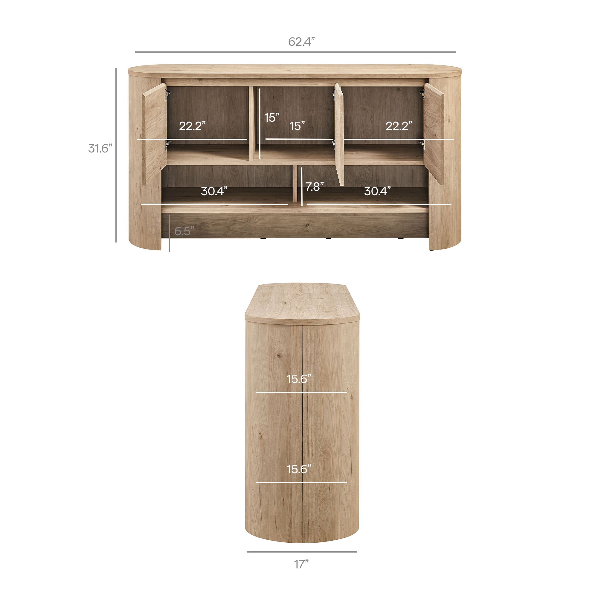 Duval 62 Inch Oval Sideboard