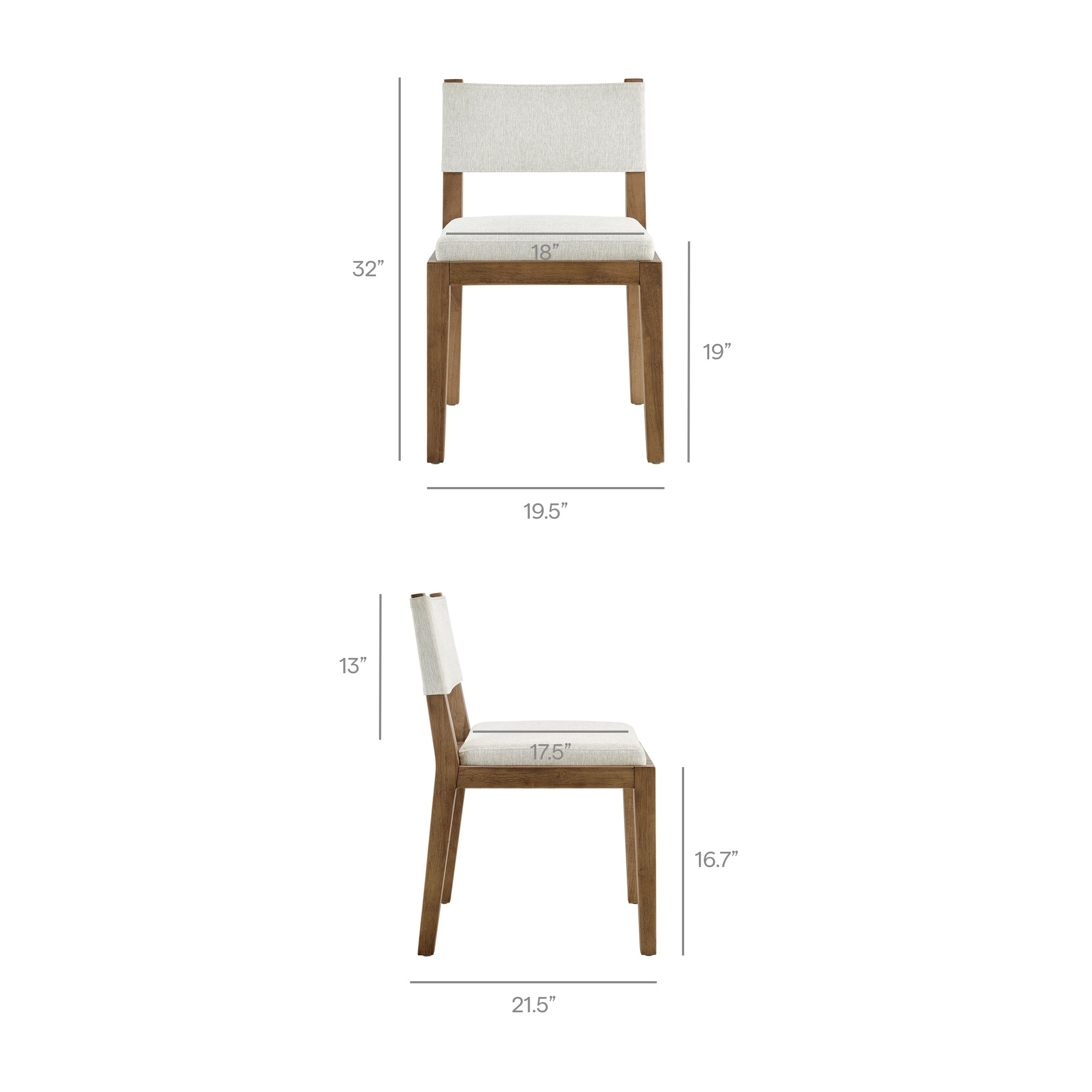 Calder Fabric Upholstered Wood Armless Dining Chair
