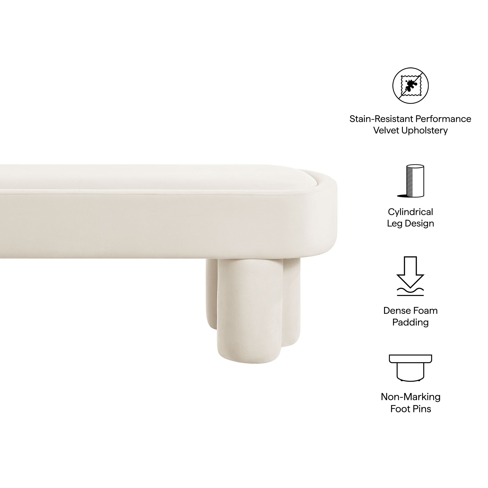 Mossi Oval Performance Velvet Accent Bench