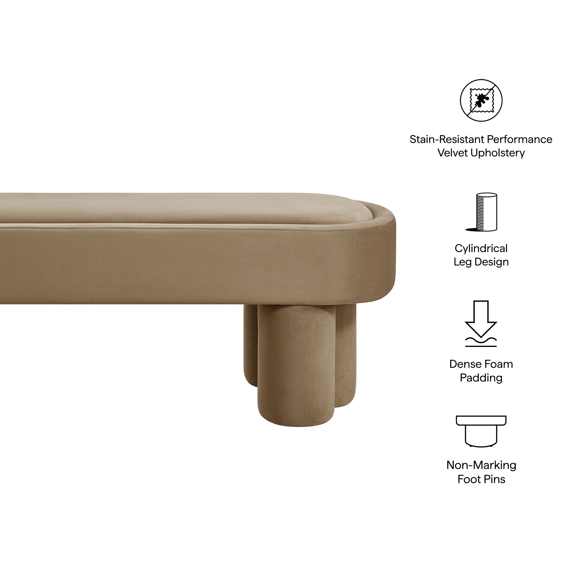 Mossi Oval Performance Velvet Accent Bench