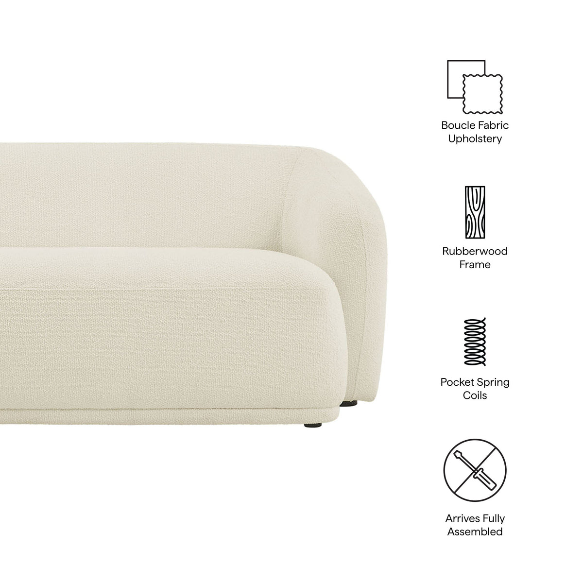 Monica 88 Inch Boucle Fabric Sofa