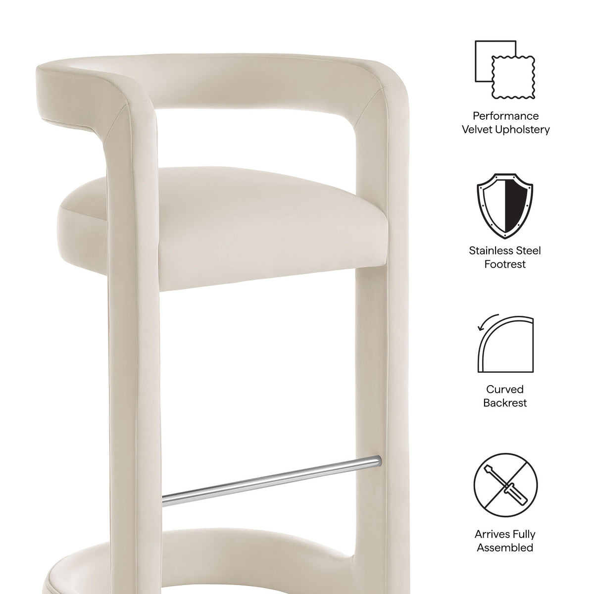 Winslow Performance Velvet Bar Stool Set of 2