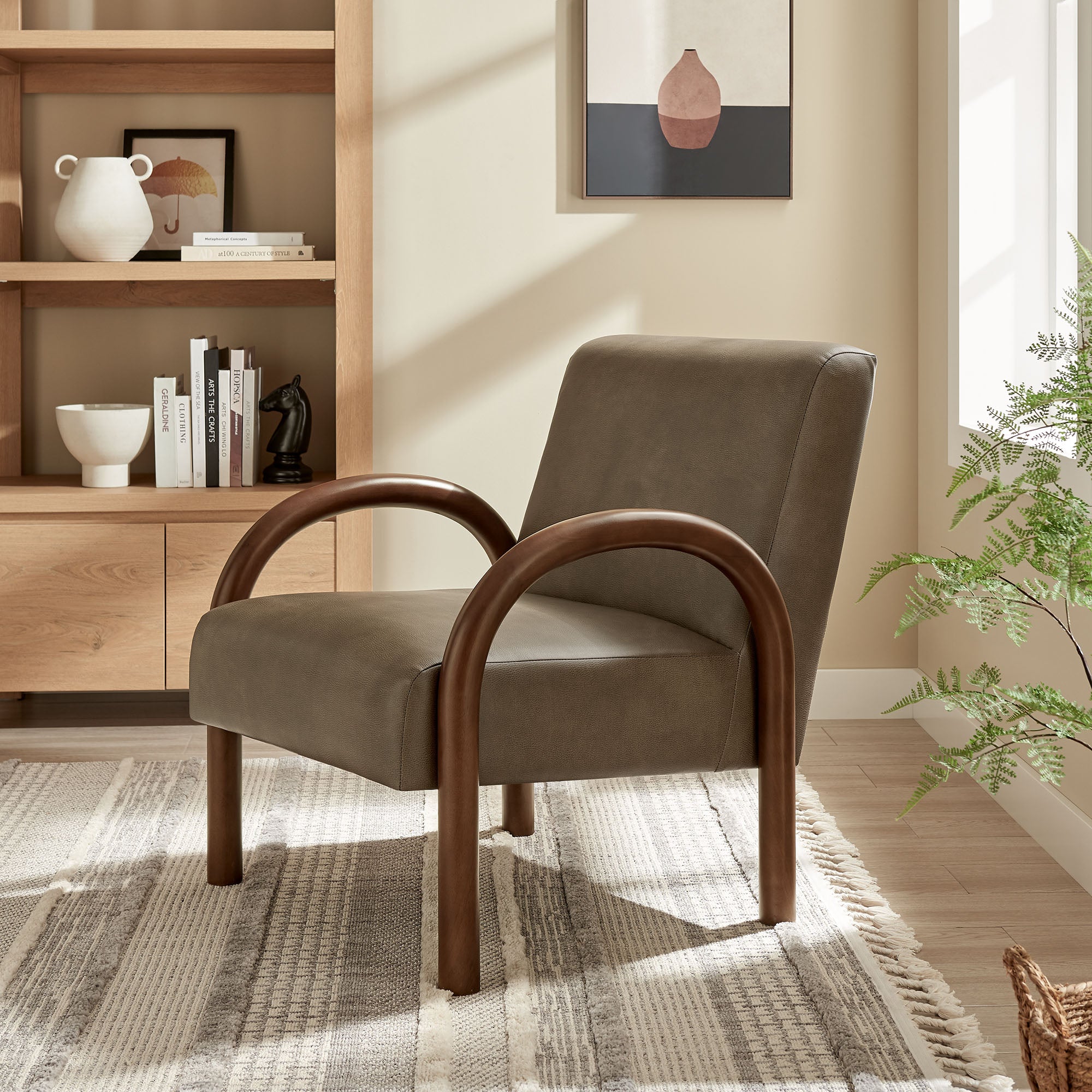 Lunet Faux Leather Upholstered Accent Chair