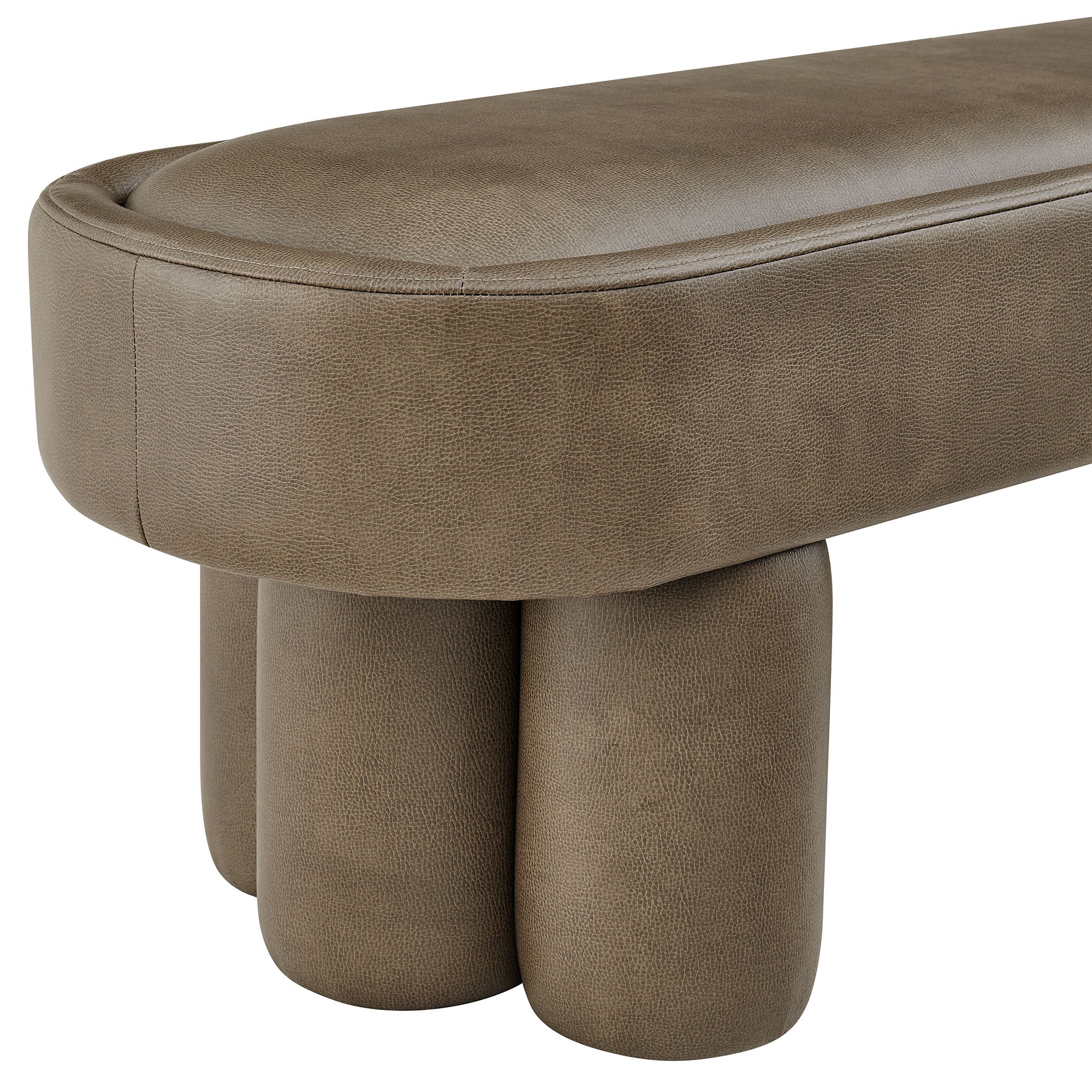 Mossi 52-Inch Oval Vegan Leather Bench