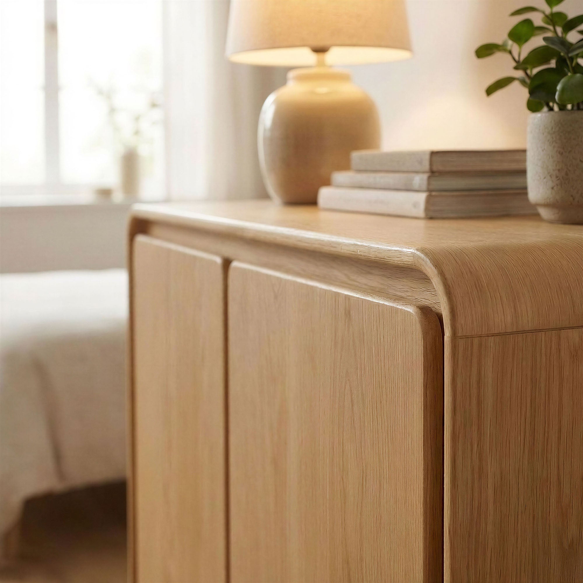 Lumo 2-Door Curved Wood Accent Cabinet