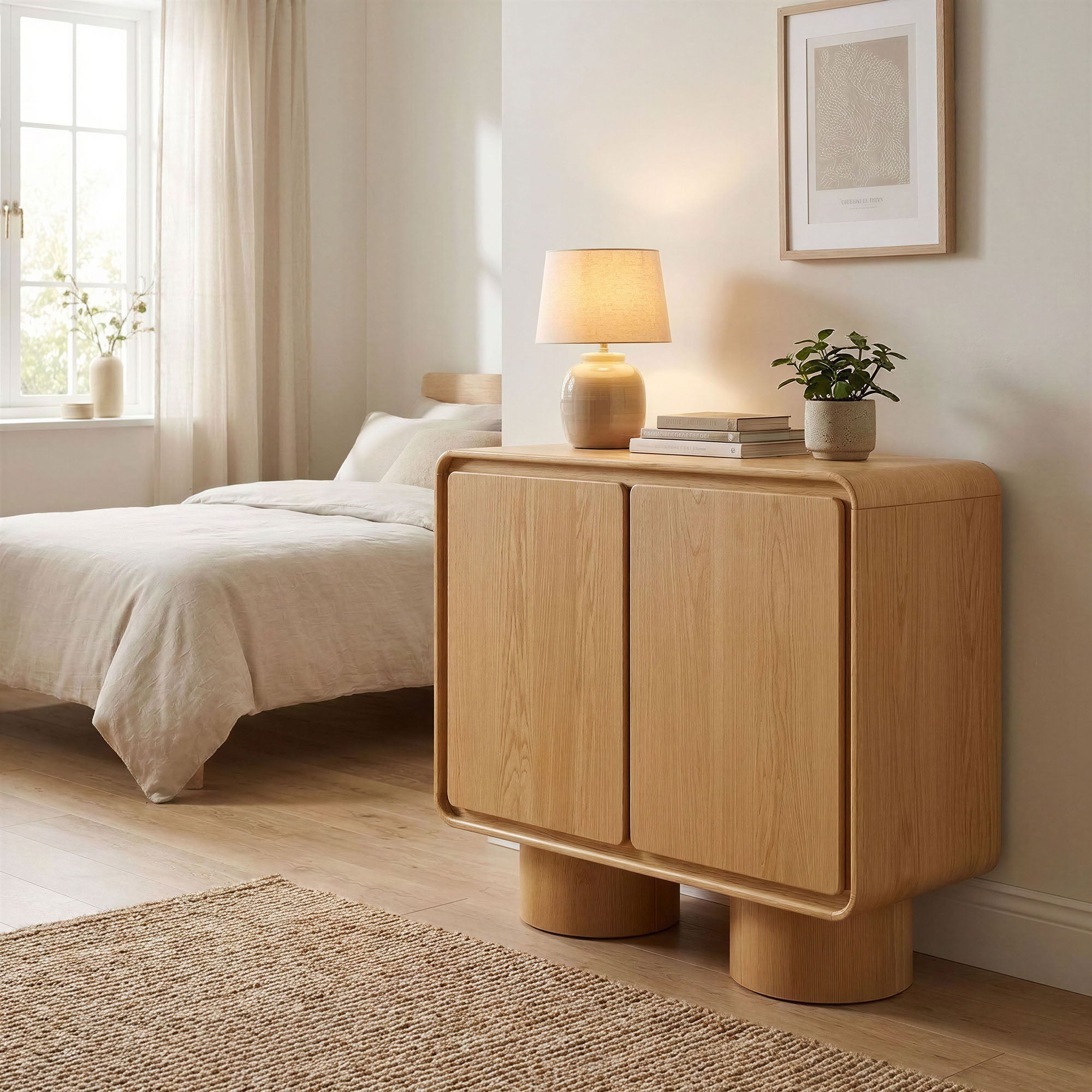 Lumo 2-Door Curved Wood Accent Cabinet