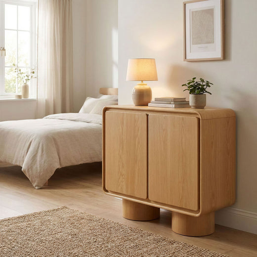 Lumo 2-Door Curved Wood Accent Cabinet