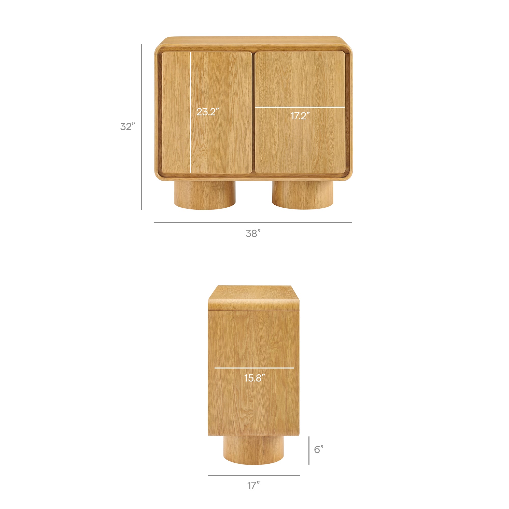 Lumo 2-Door Curved Wood Accent Cabinet