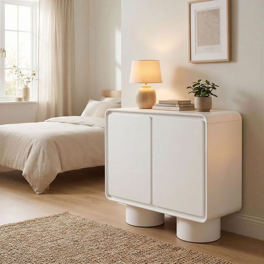 Lumo 2-Door Curved Wood Accent Cabinet