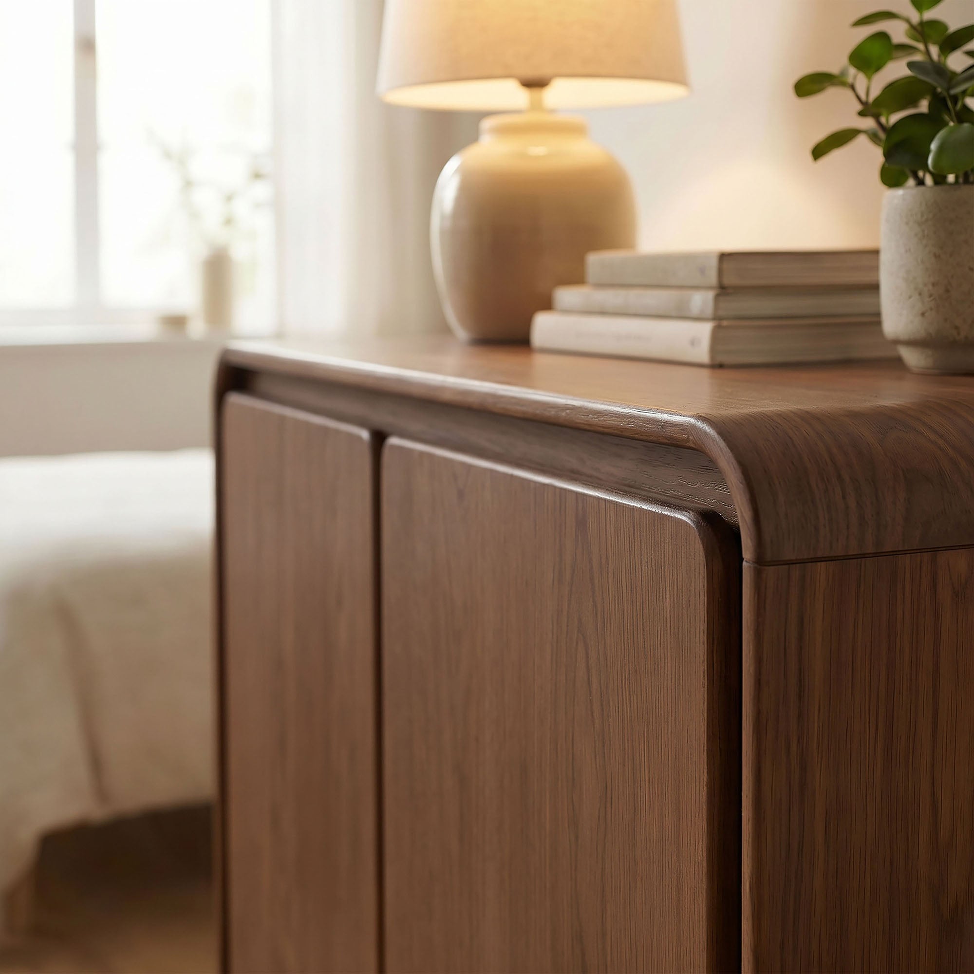 Lumo 2-Door Curved Wood Accent Cabinet