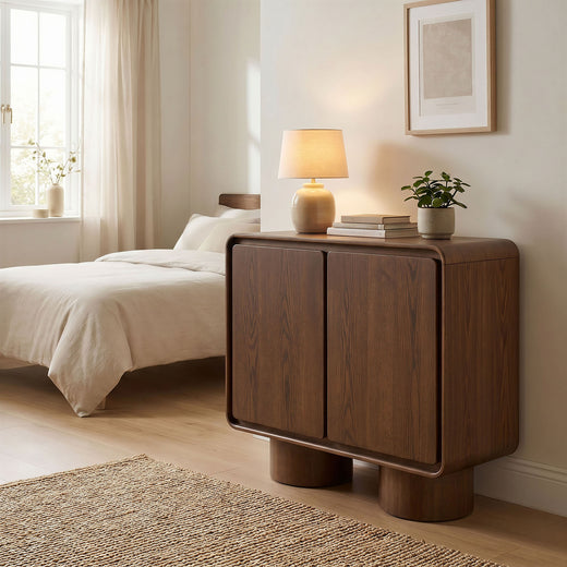 Lumo 2-Door Curved Wood Accent Cabinet