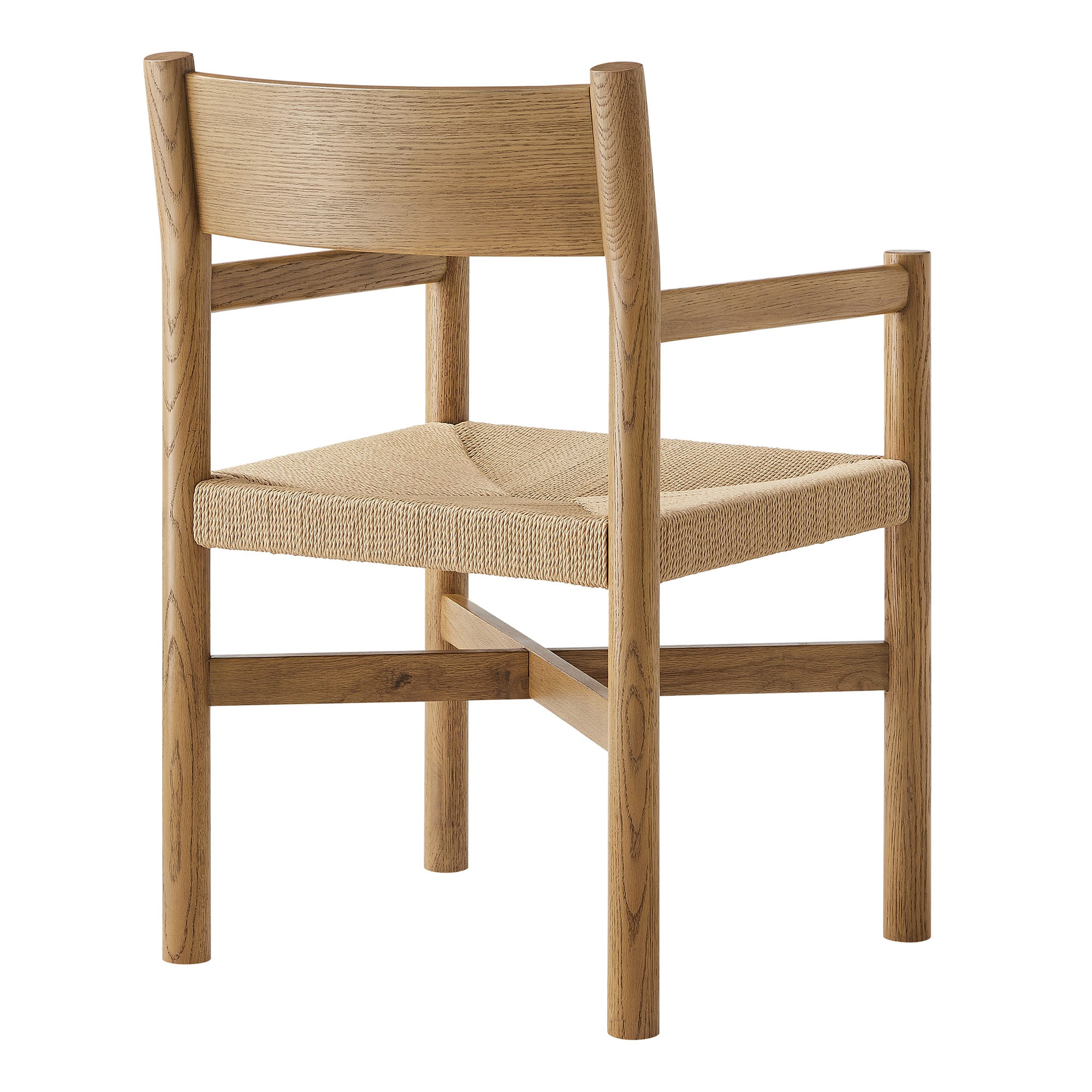 Alvia Wood Dining Armchairs With Woven Seats Set of 2