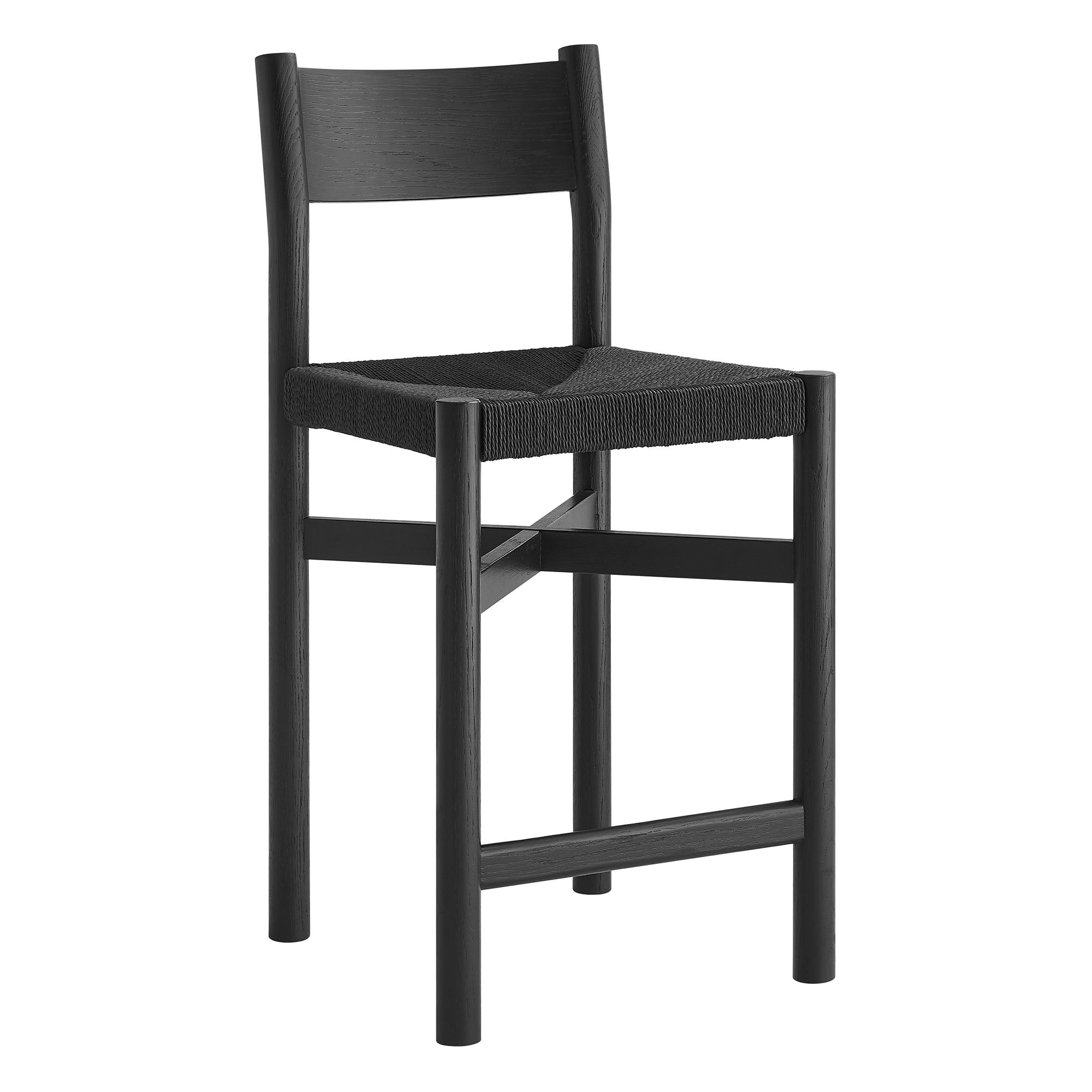 Alvia Wood Counter Stool With Woven Seats Set of 2