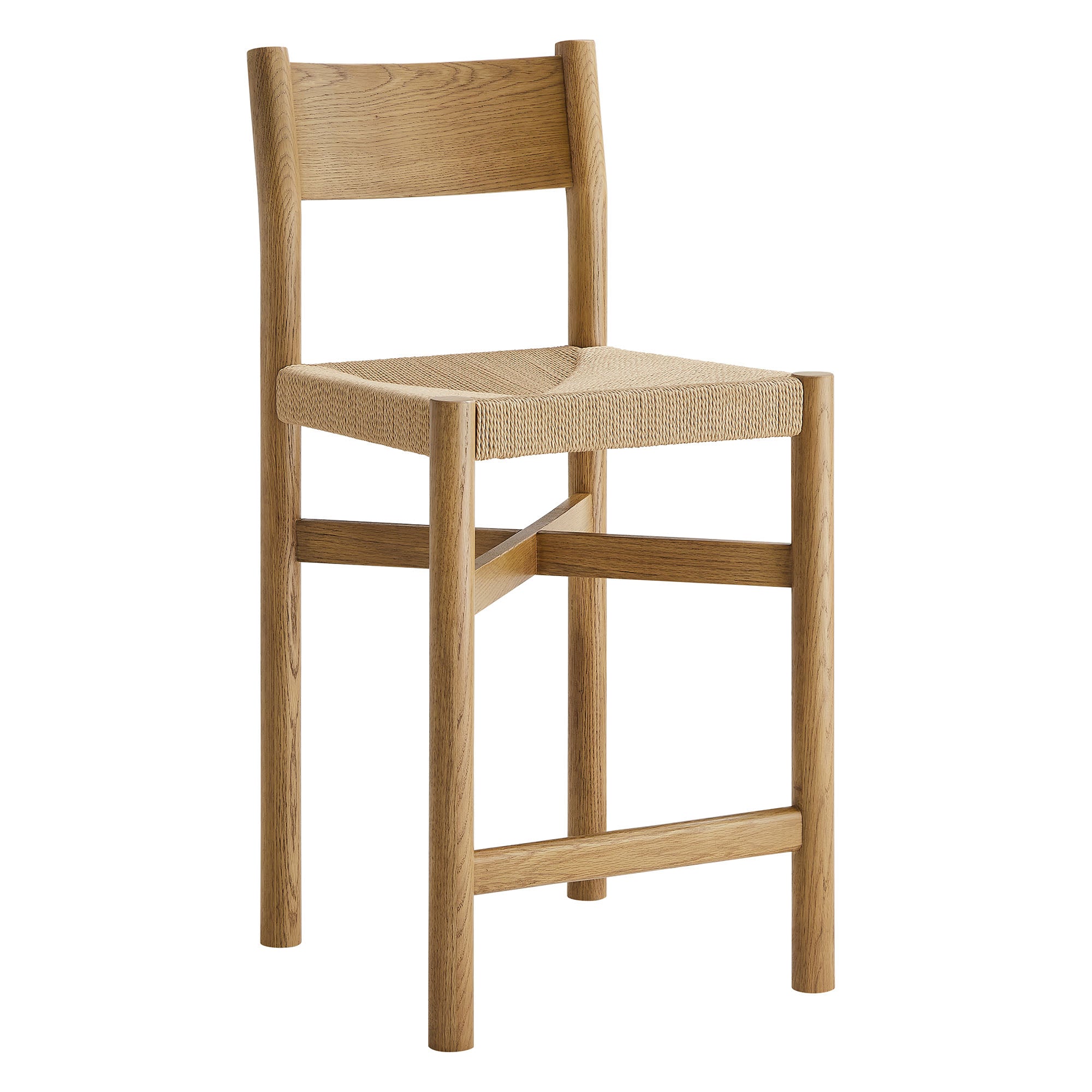 Alvia Wood Counter Stool With Woven Seats Set of 2