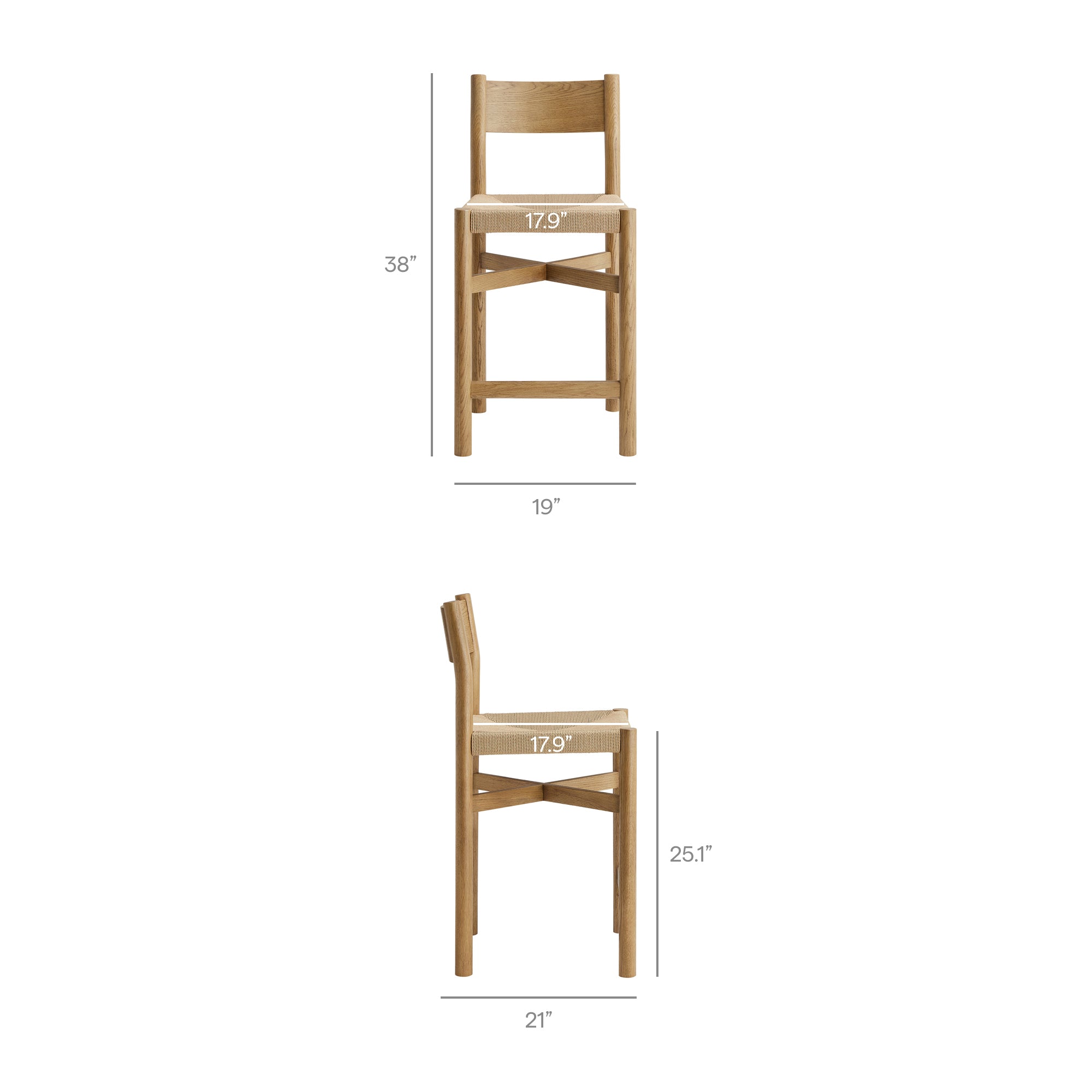 Alvia Wood Counter Stool With Woven Seats Set of 2
