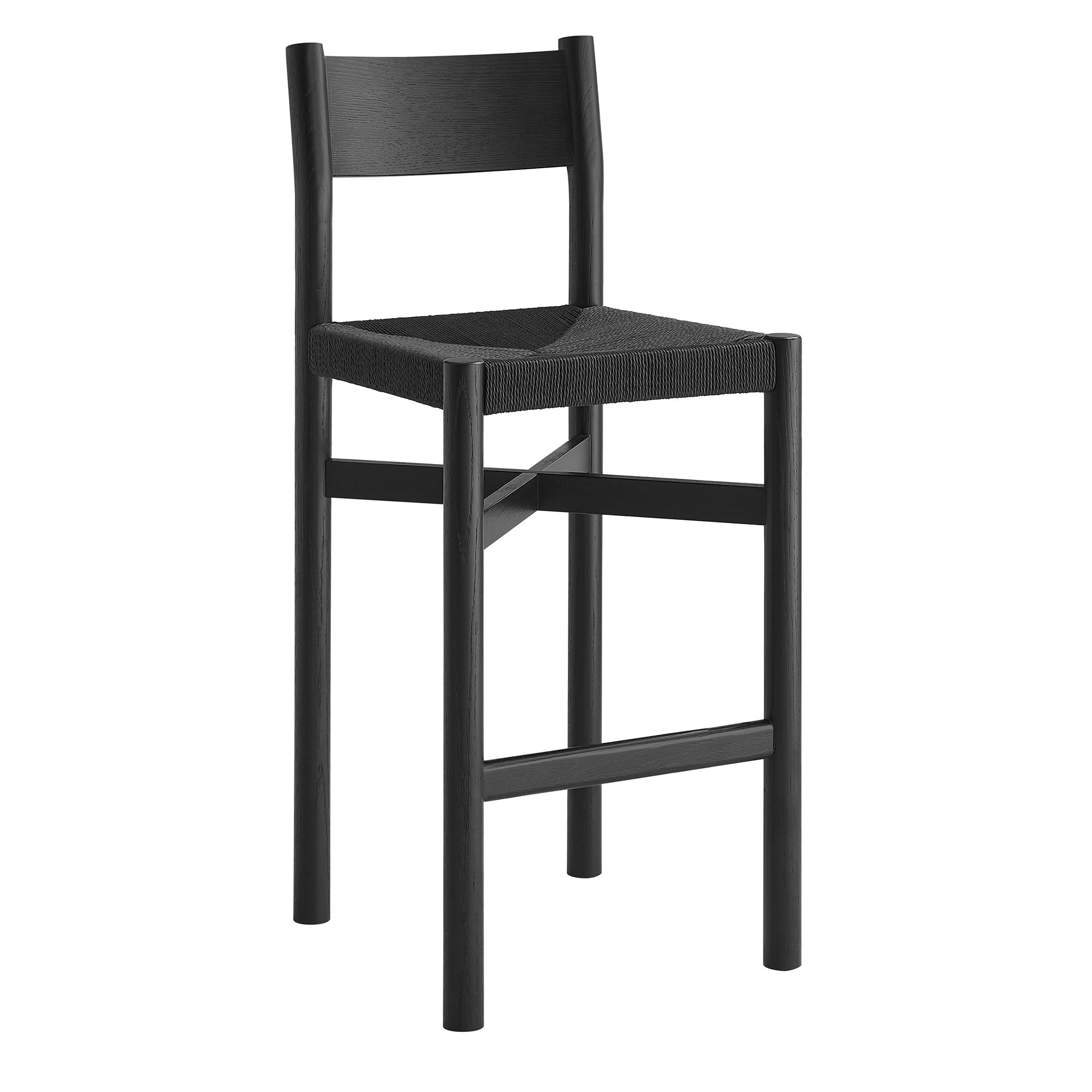 Alvia Wood Bar Stool With Woven Seats Set of 2