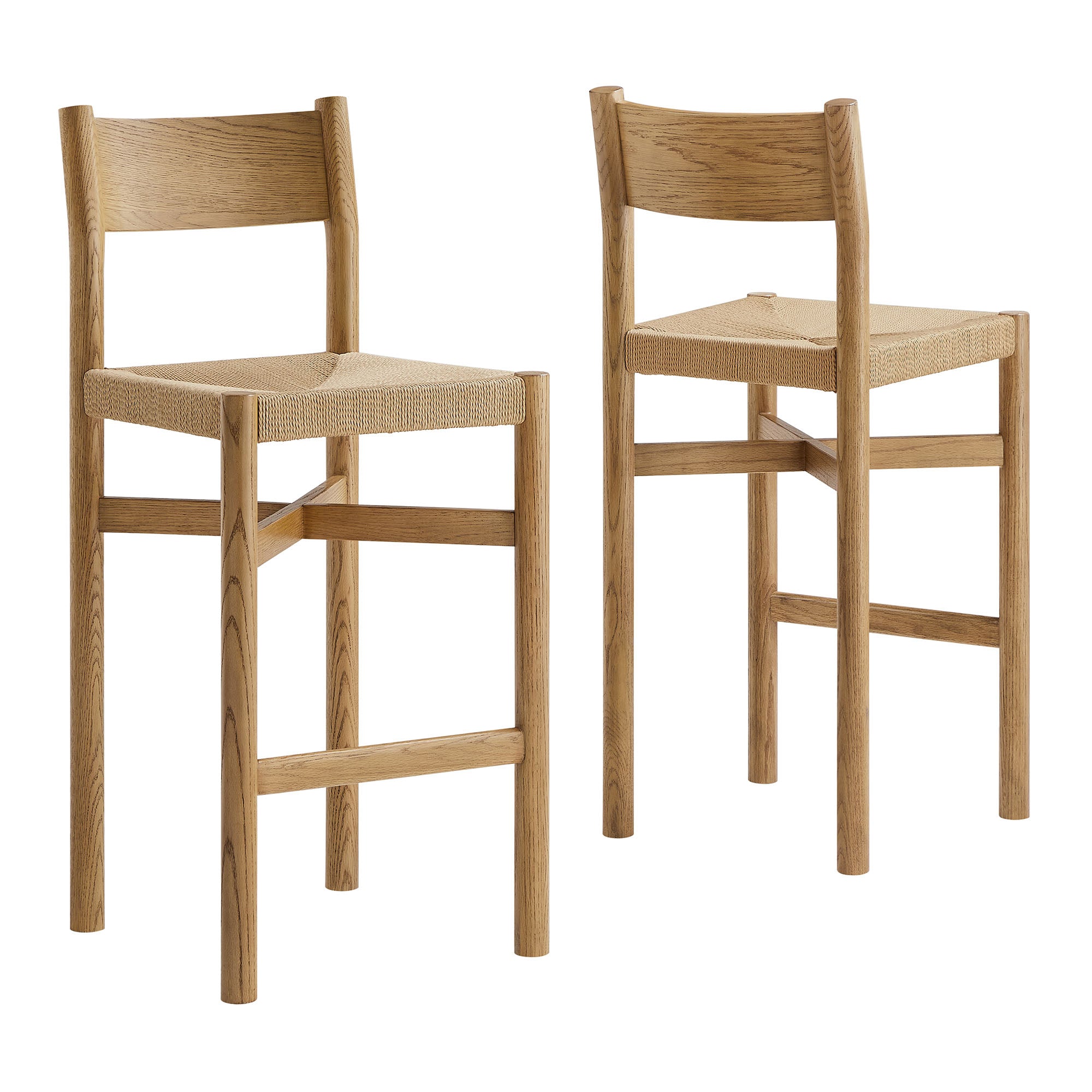 Alvia Wood Bar Stool With Woven Seats Set of 2