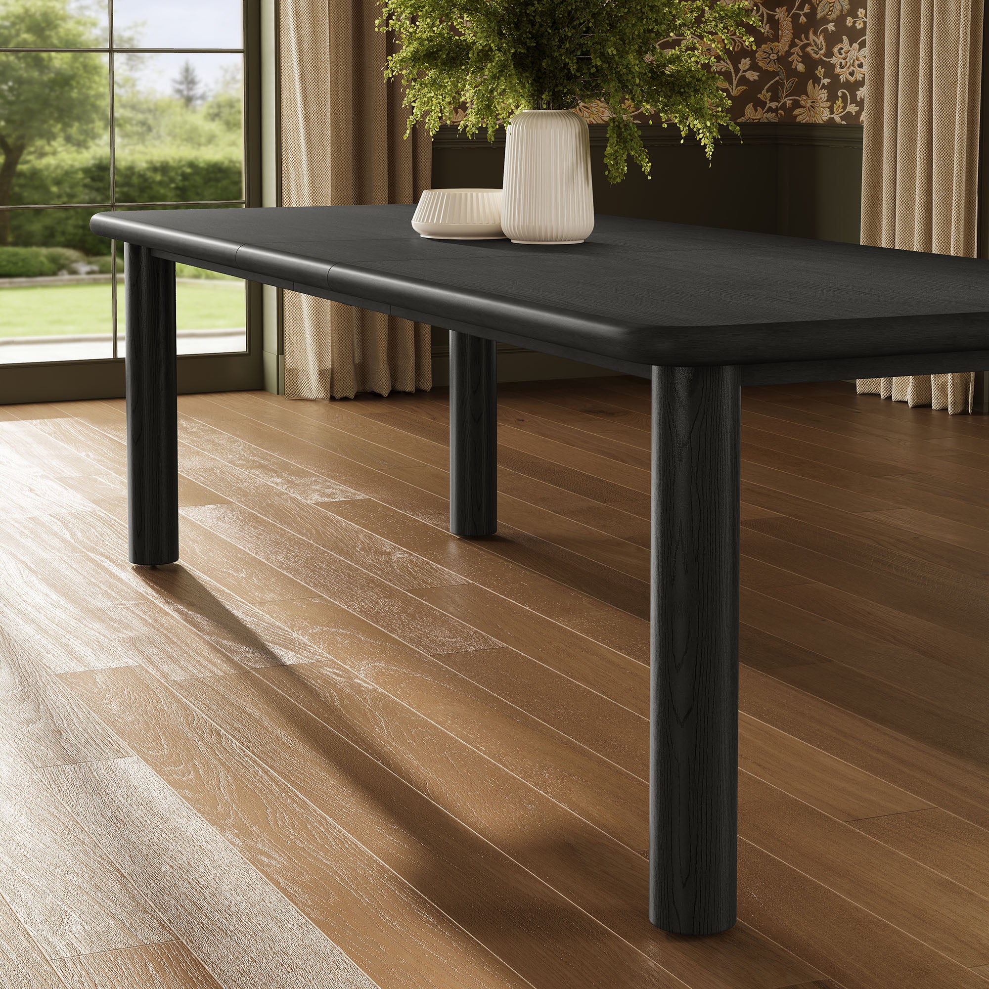 Alvia 86"–105" Extendable Rectangular Wood Dining Table