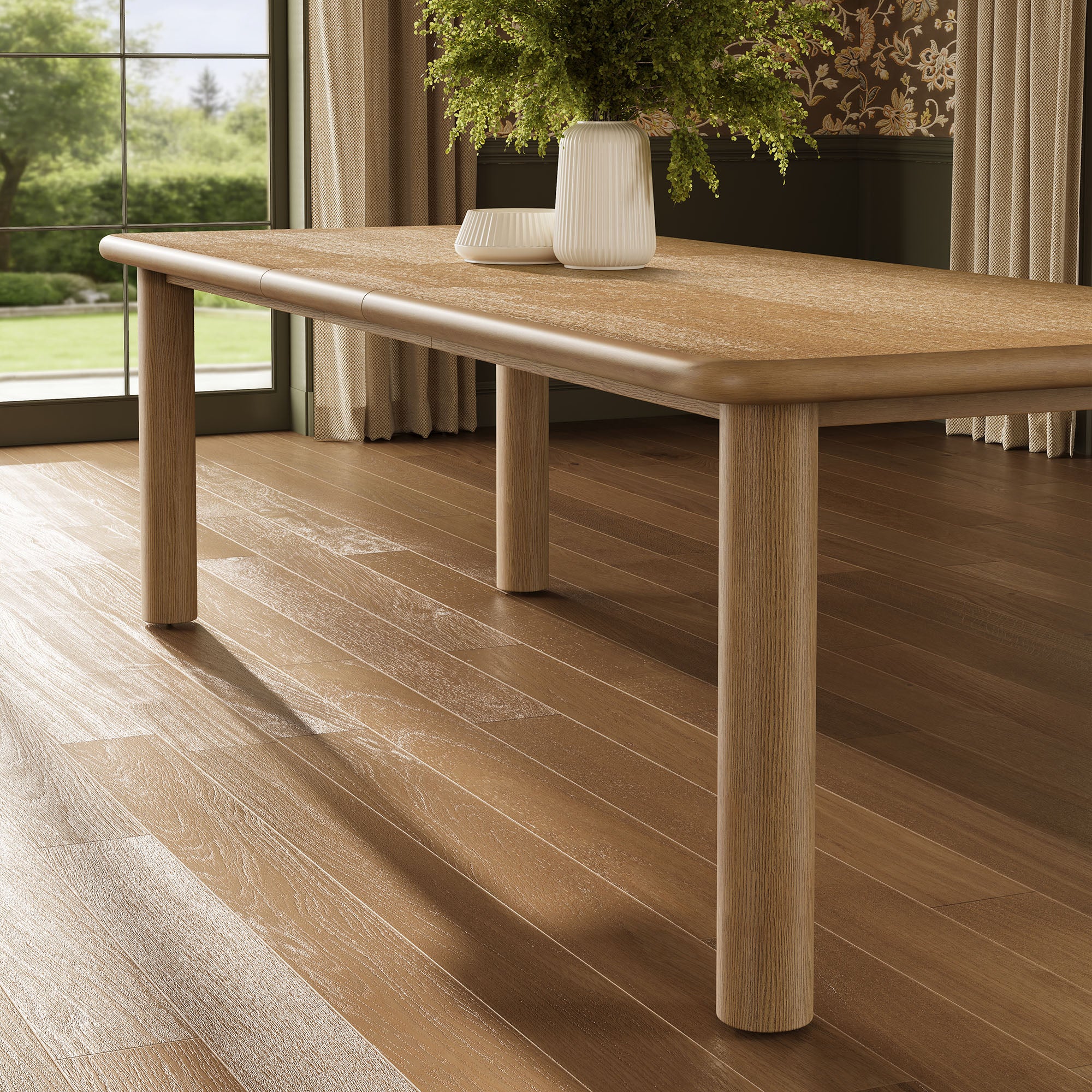 Alvia 86"–105" Extendable Rectangular Wood Dining Table