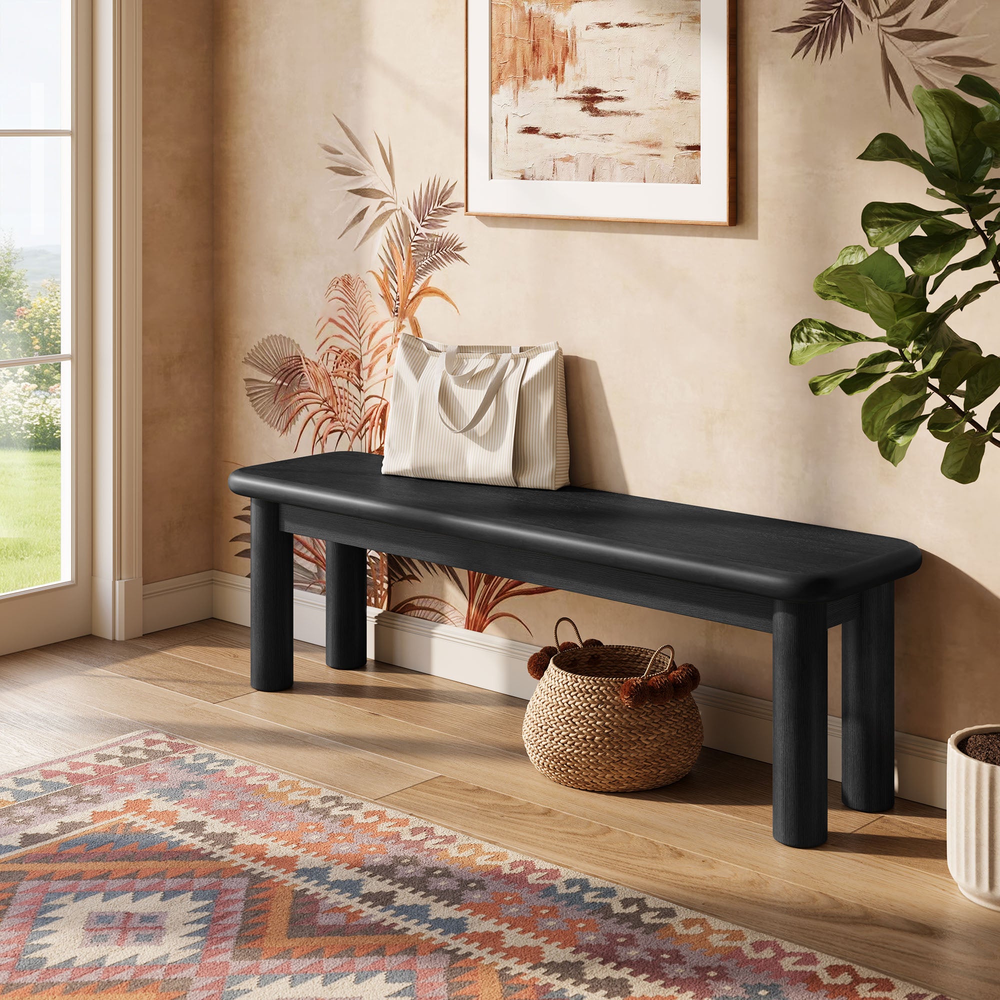 Alvia 58" Wood Bench