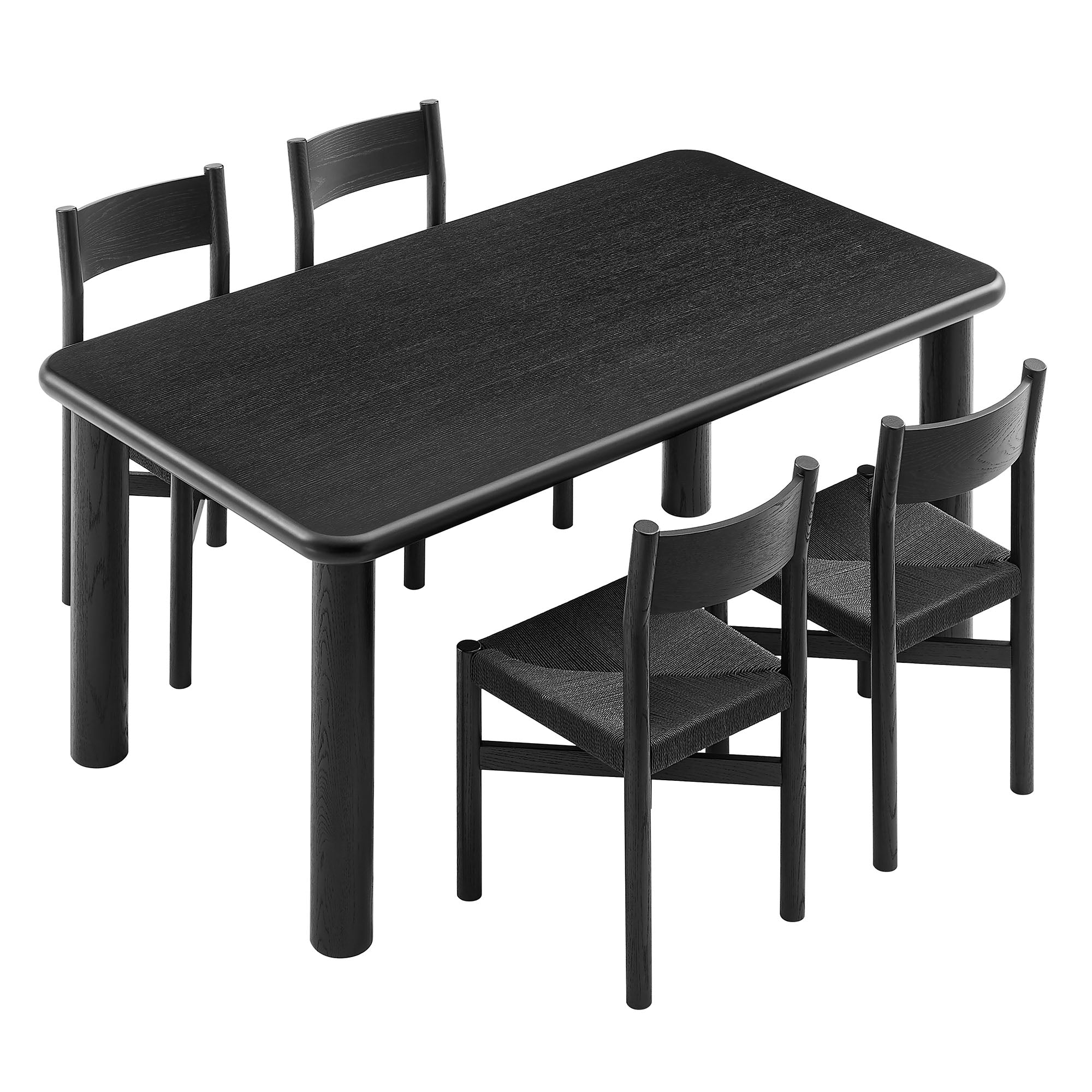 Alvia 5-Piece Wood Dining Table and Chairs Set