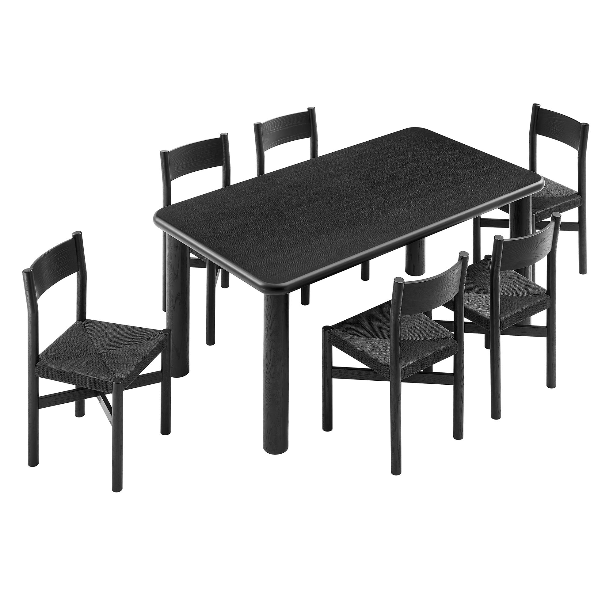 Alvia 7-Piece Wood Dining Table and Chairs Set