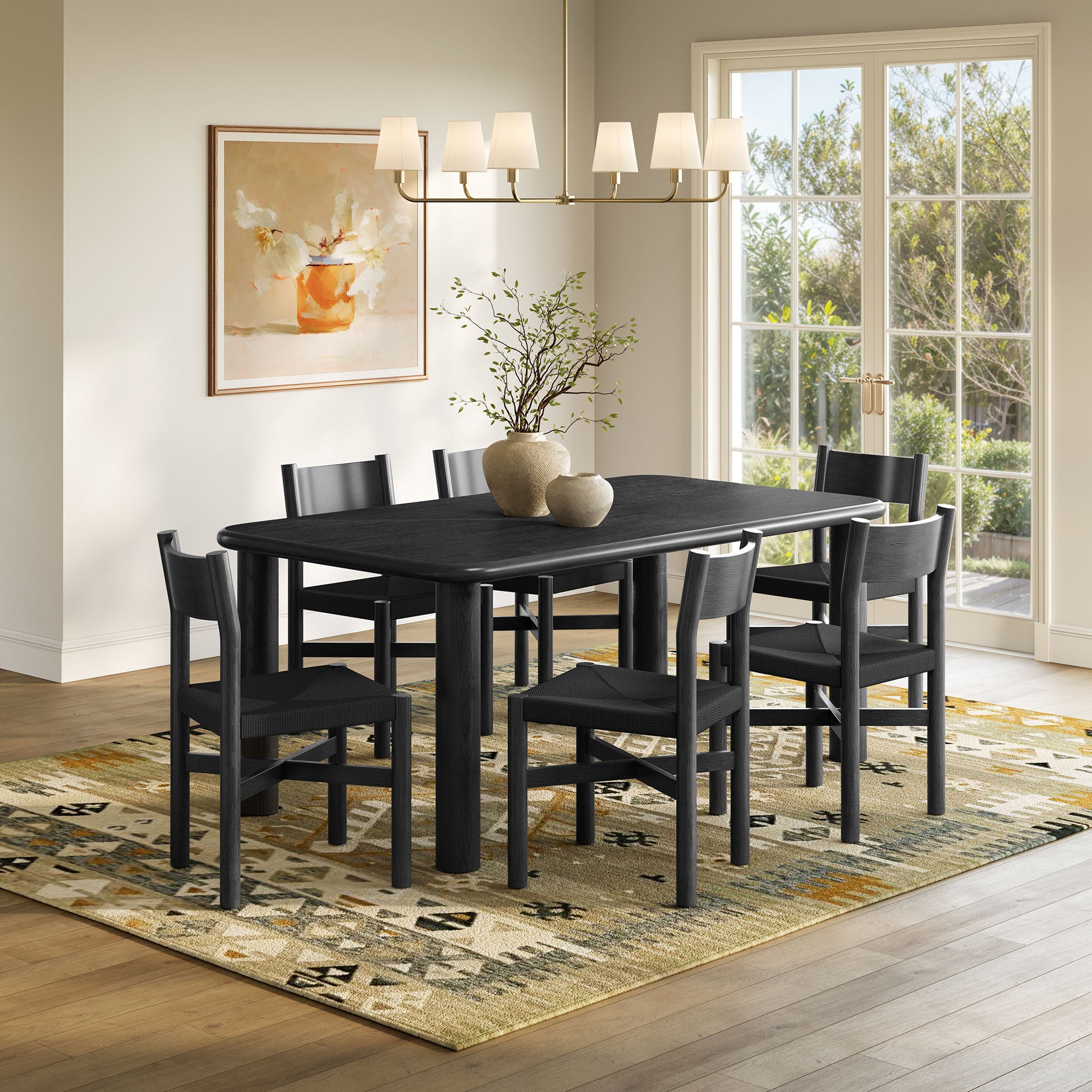 Alvia 7-Piece Wood Dining Table and Chairs Set