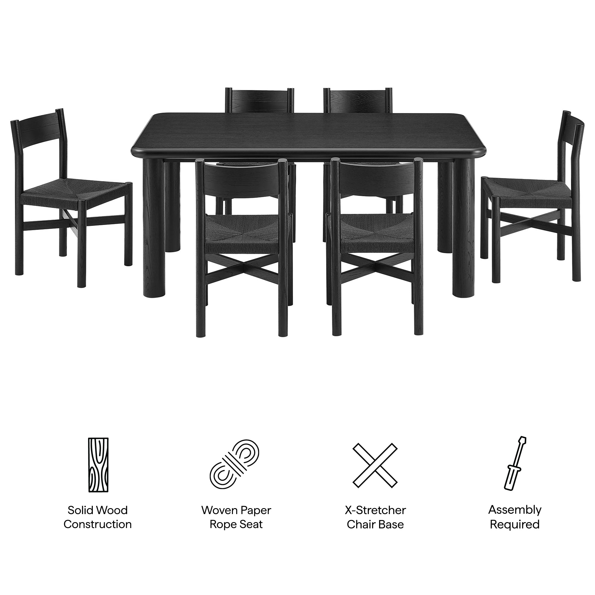 Alvia 7-Piece Wood Dining Table and Chairs Set