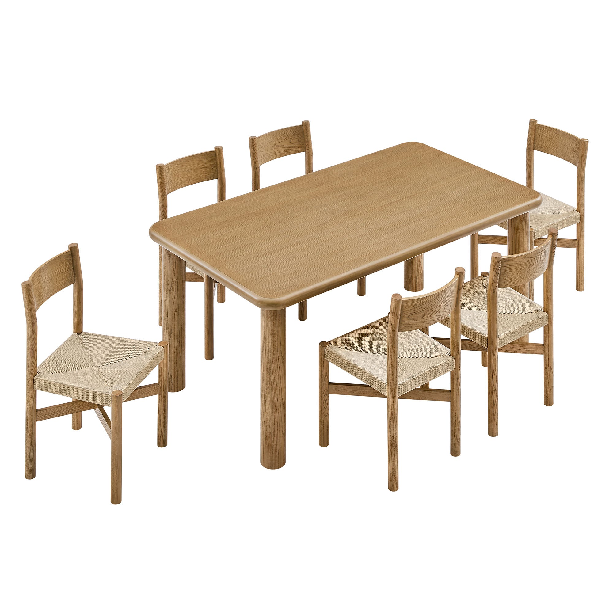 Alvia 7-Piece Wood Dining Table and Chairs Set