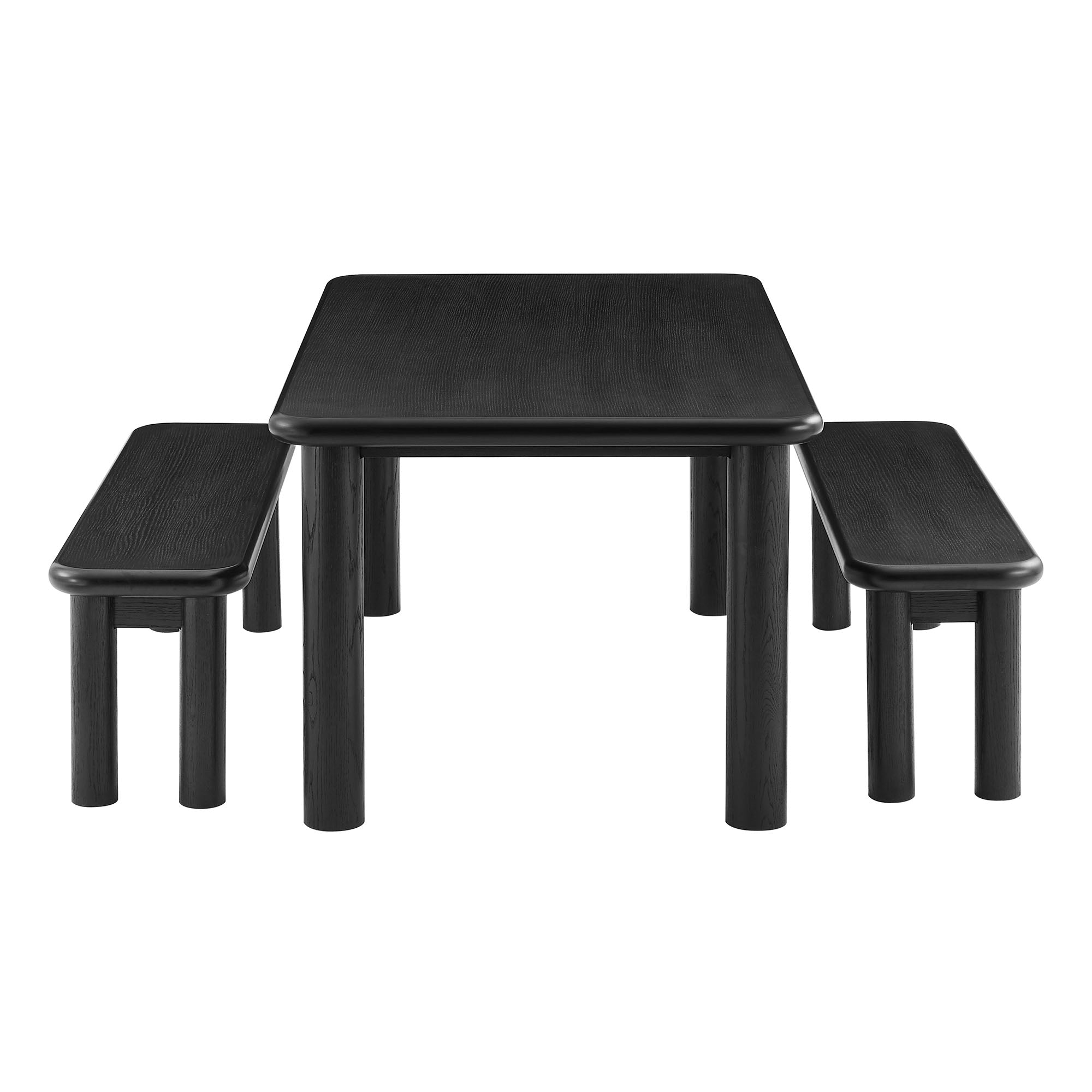 Alvia 3-Piece Wood Dining Table and Benches Set