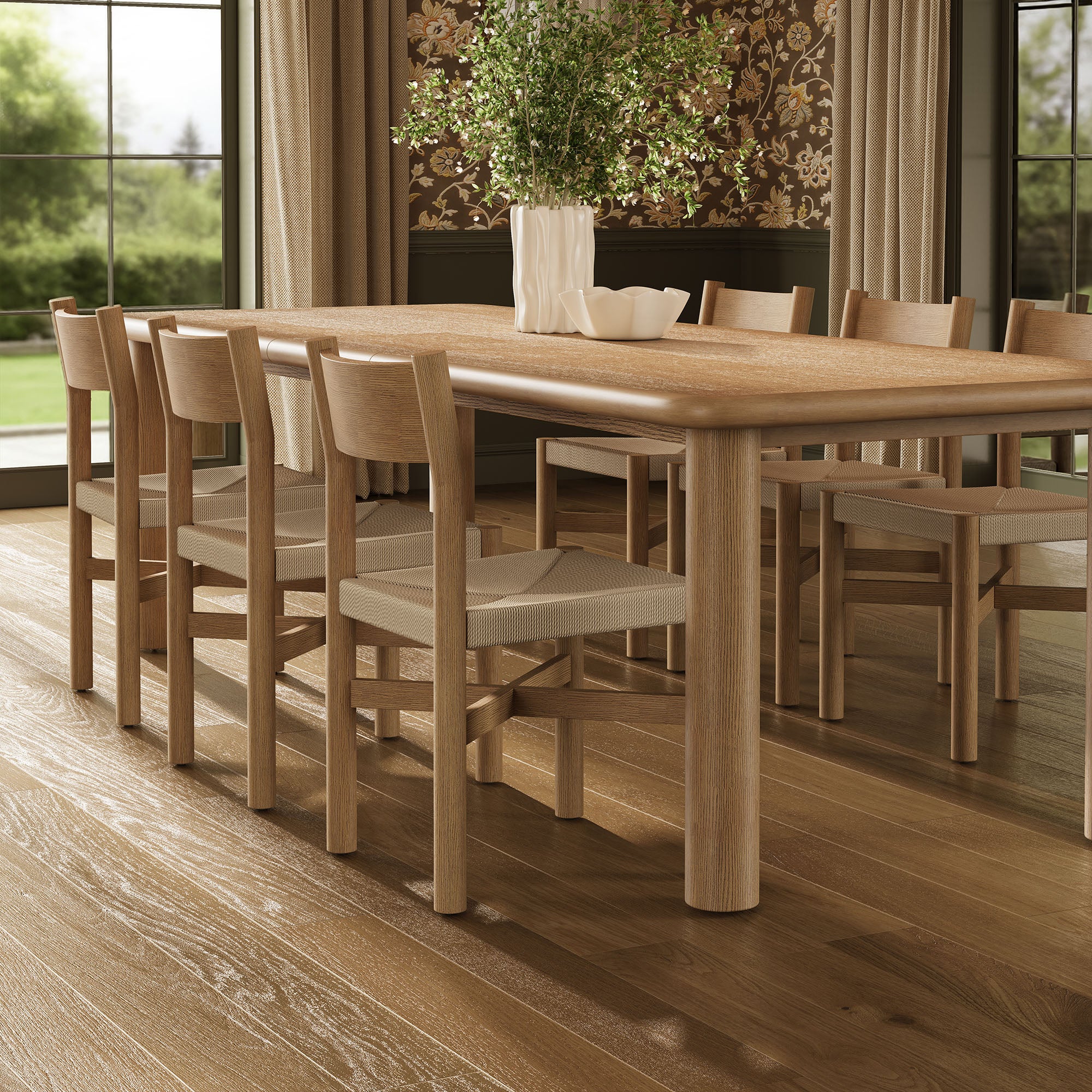 Alvia 7-Piece Wood Extendable Dining Table and Chairs Set