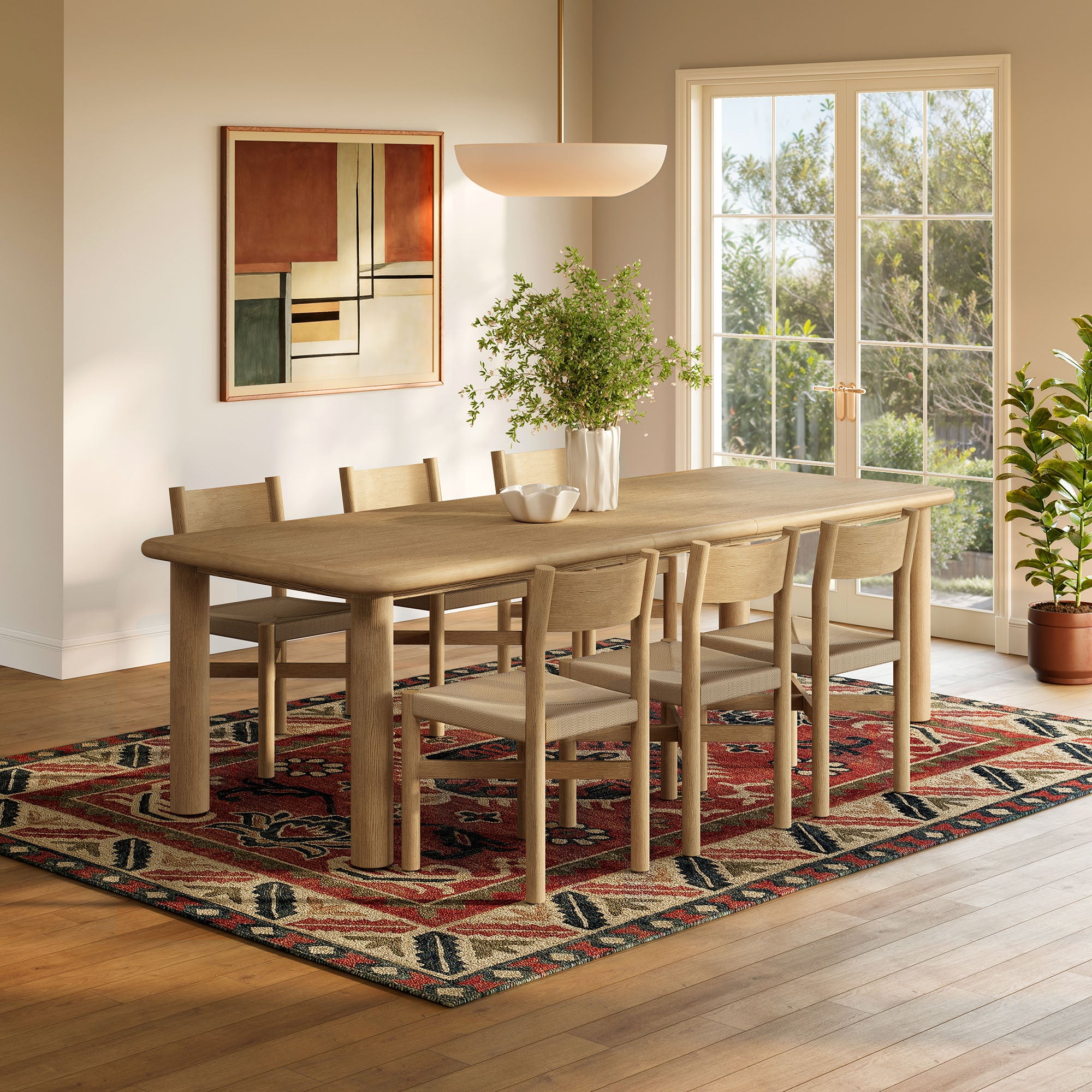 Alvia 7-Piece Wood Extendable Dining Table and Chairs Set