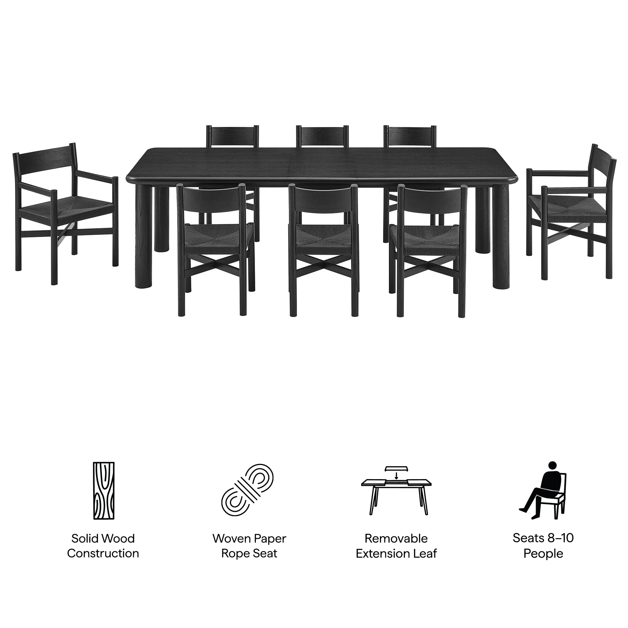 Alvia 9-Piece Wood Extendable Dining Table and Chairs Set