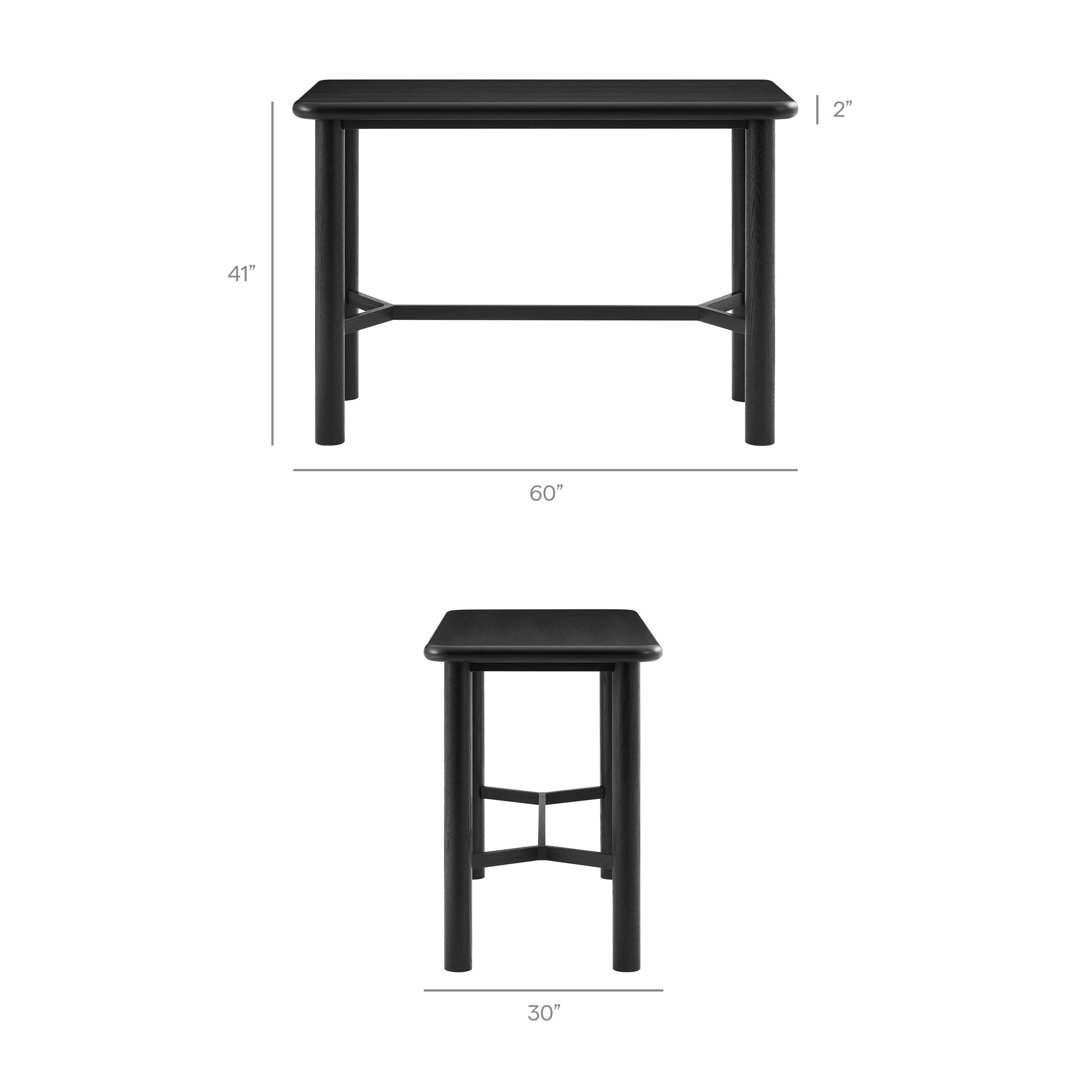 Alvia 5-Piece Rectangular Wood Bar Table With Bar Stools Set